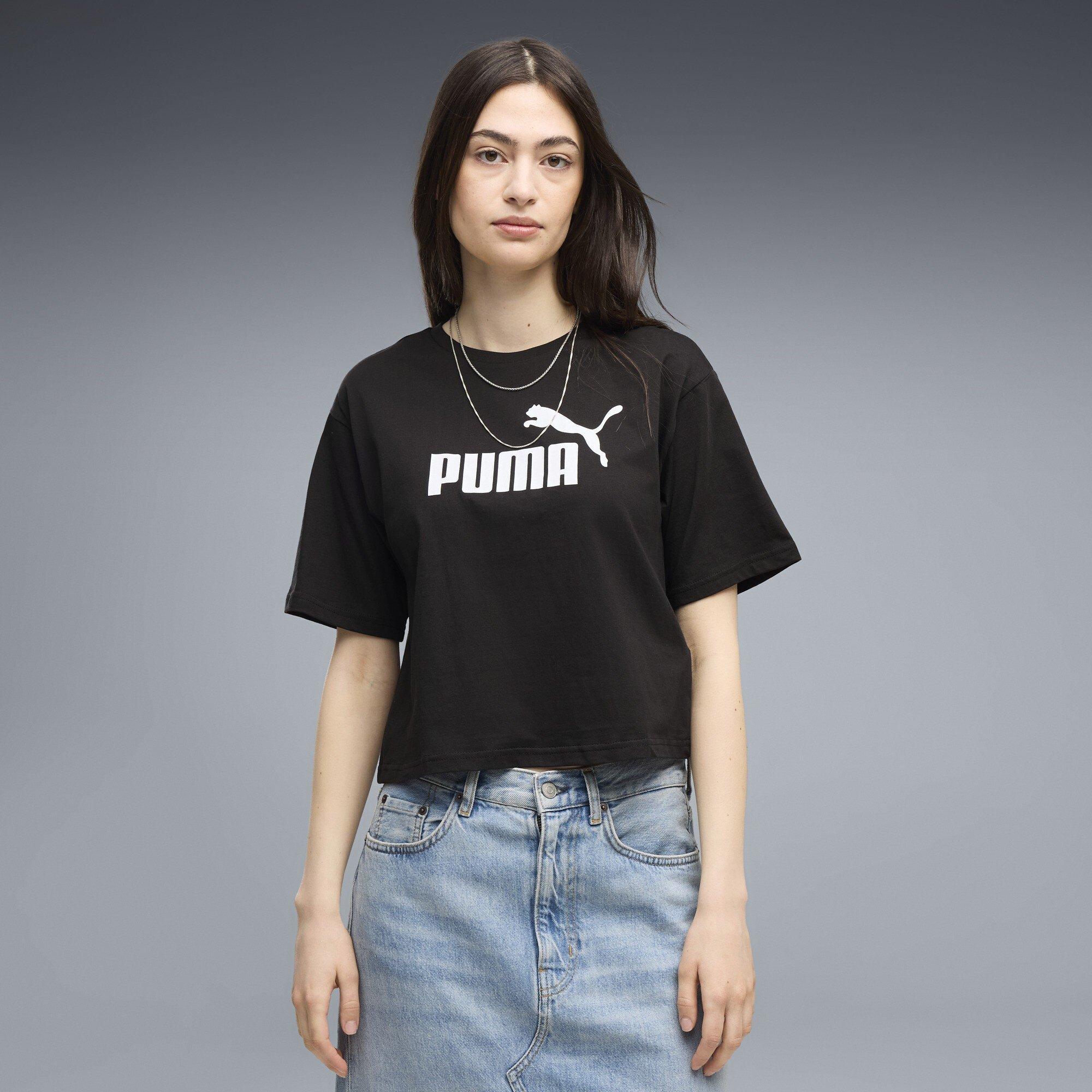 Puma Black - Puma - PUMA ESS Logo Womens Relaxed Cropped T-Shirt - 3