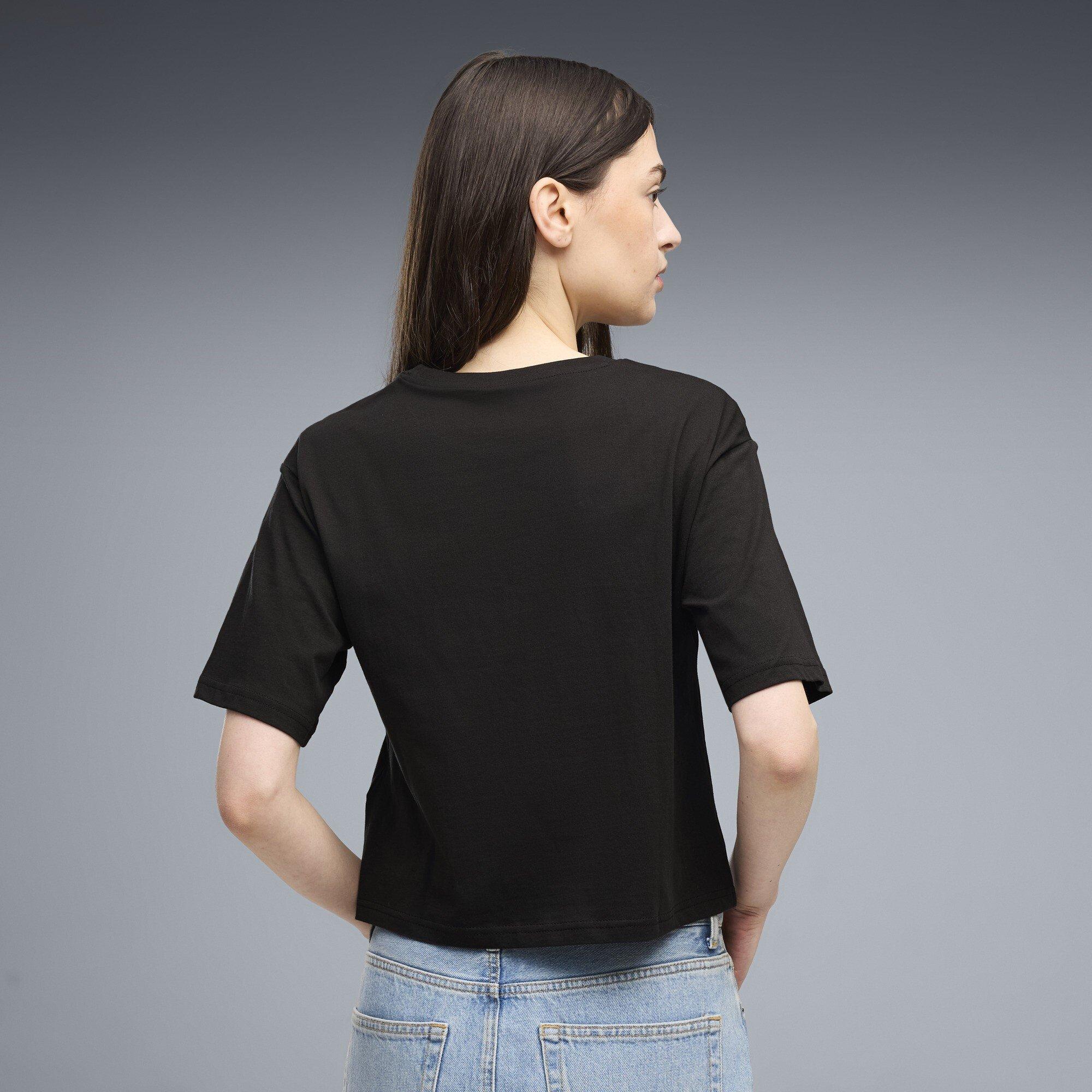 Puma Black - Puma - PUMA ESS Logo Womens Relaxed Cropped T-Shirt - 4