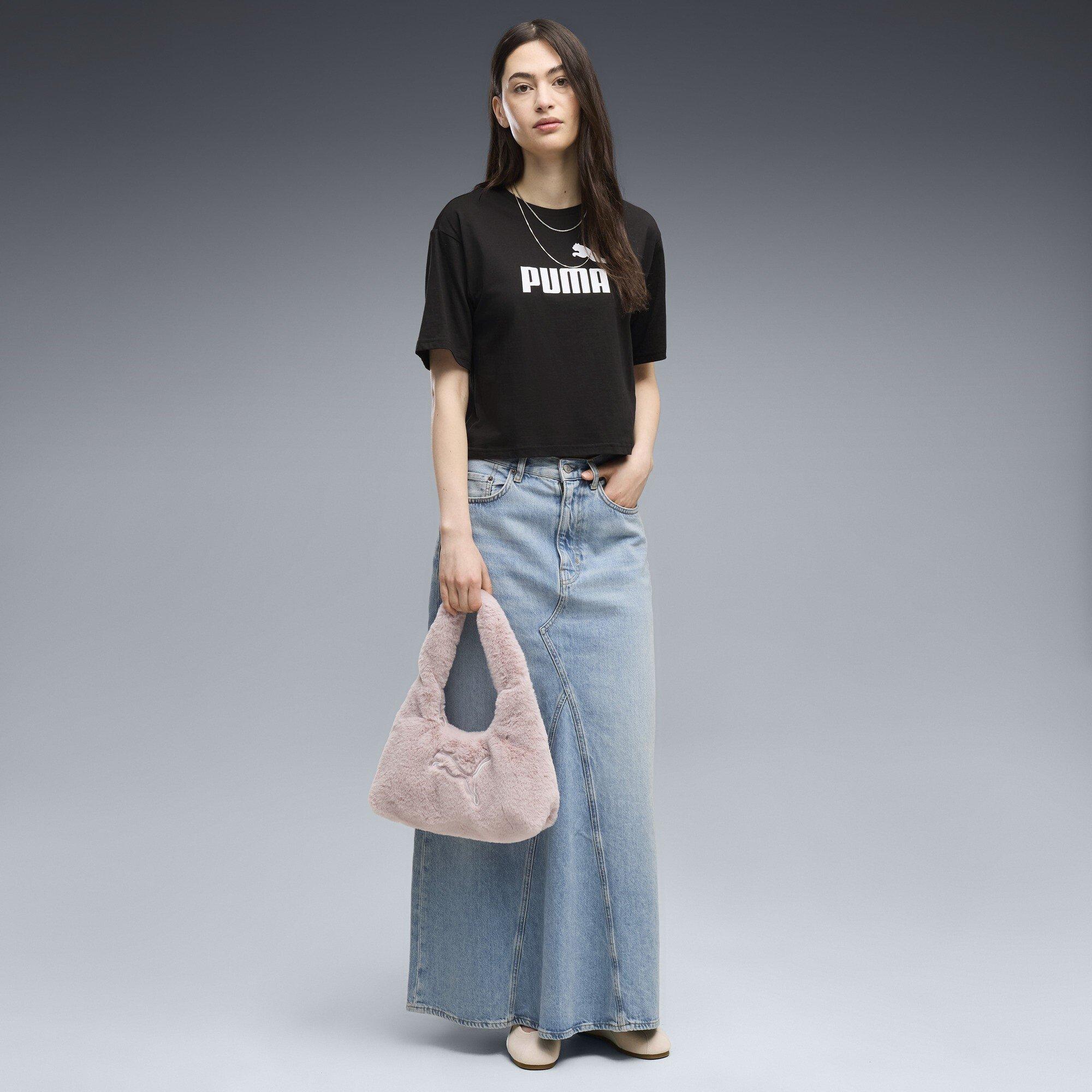 Puma Black - Puma - PUMA ESS Logo Womens Relaxed Cropped T-Shirt - 5