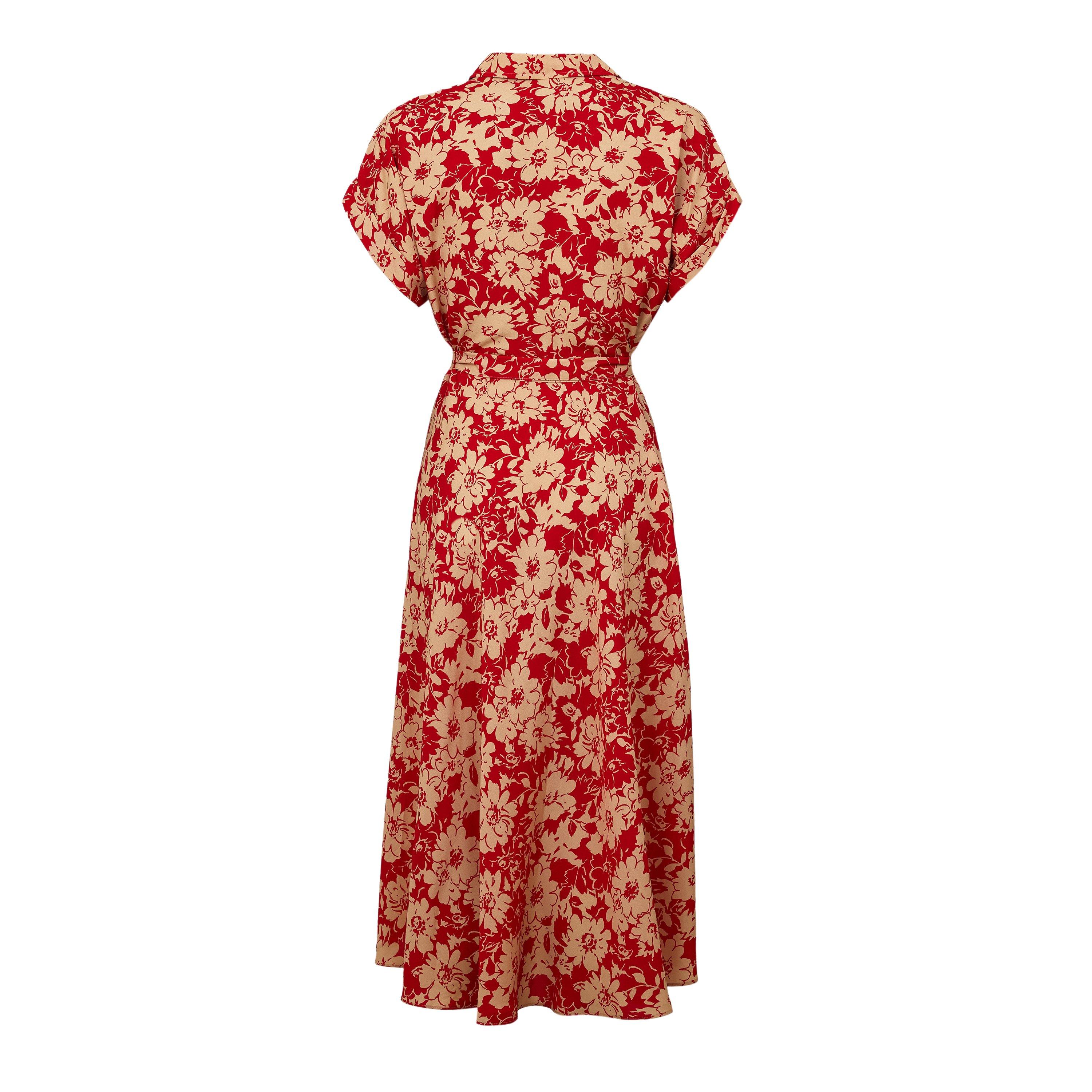 RED/TAN - Lauren by Ralph Lauren - LRL Wrap Dresses Ld62 - 2