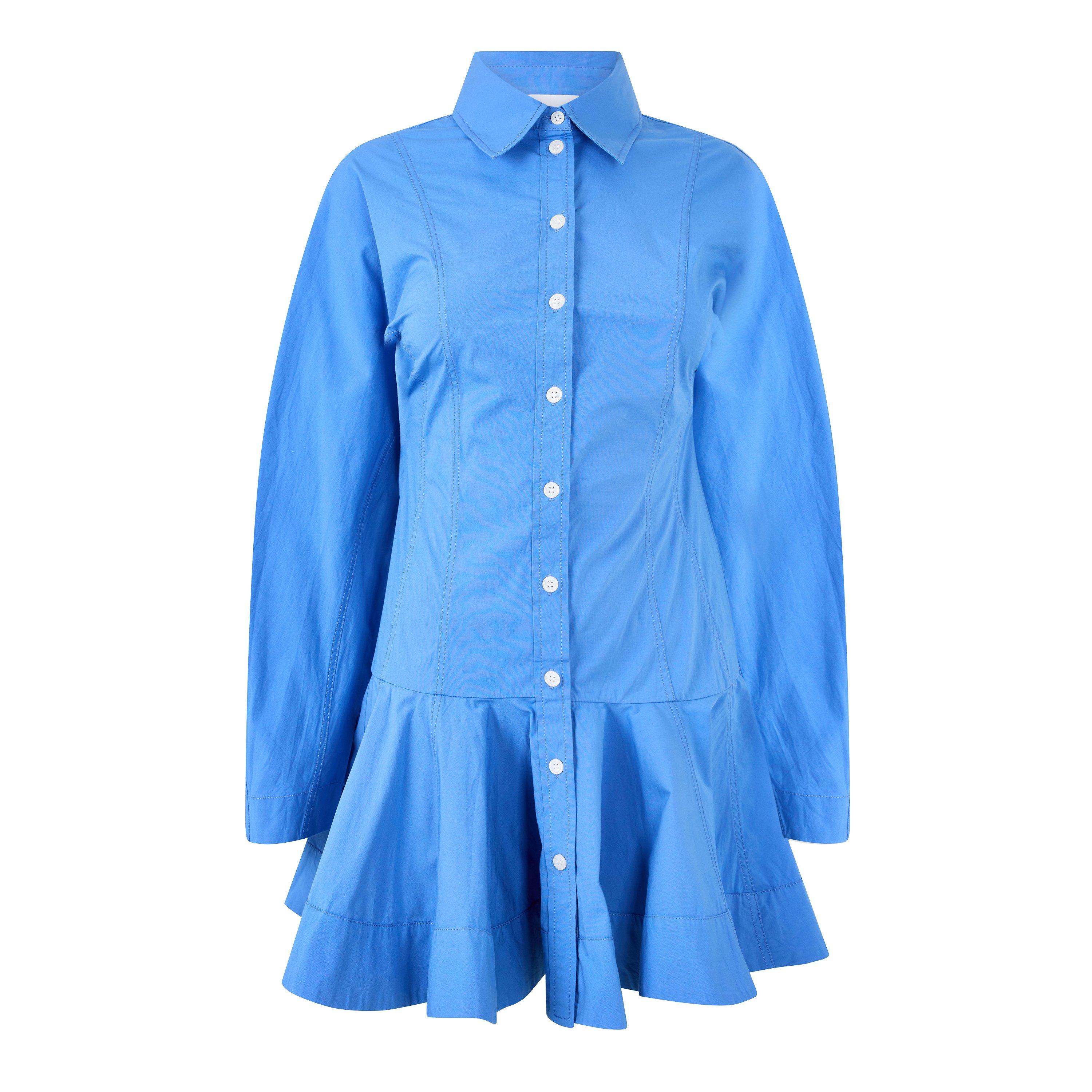 Blue - Ganni - Women's Mini Shirt Dress - 1