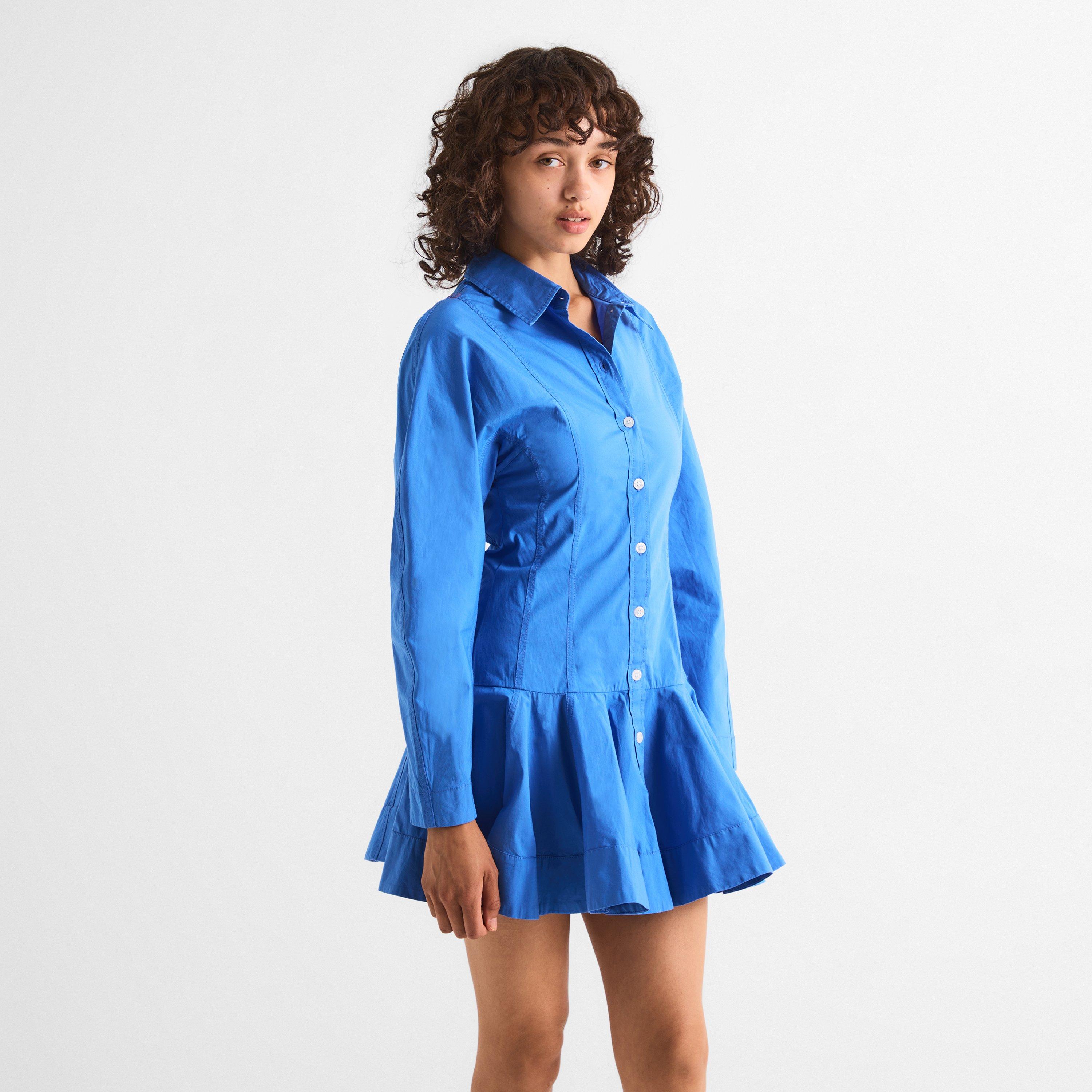 Blue - Ganni - Women's Mini Shirt Dress - 3