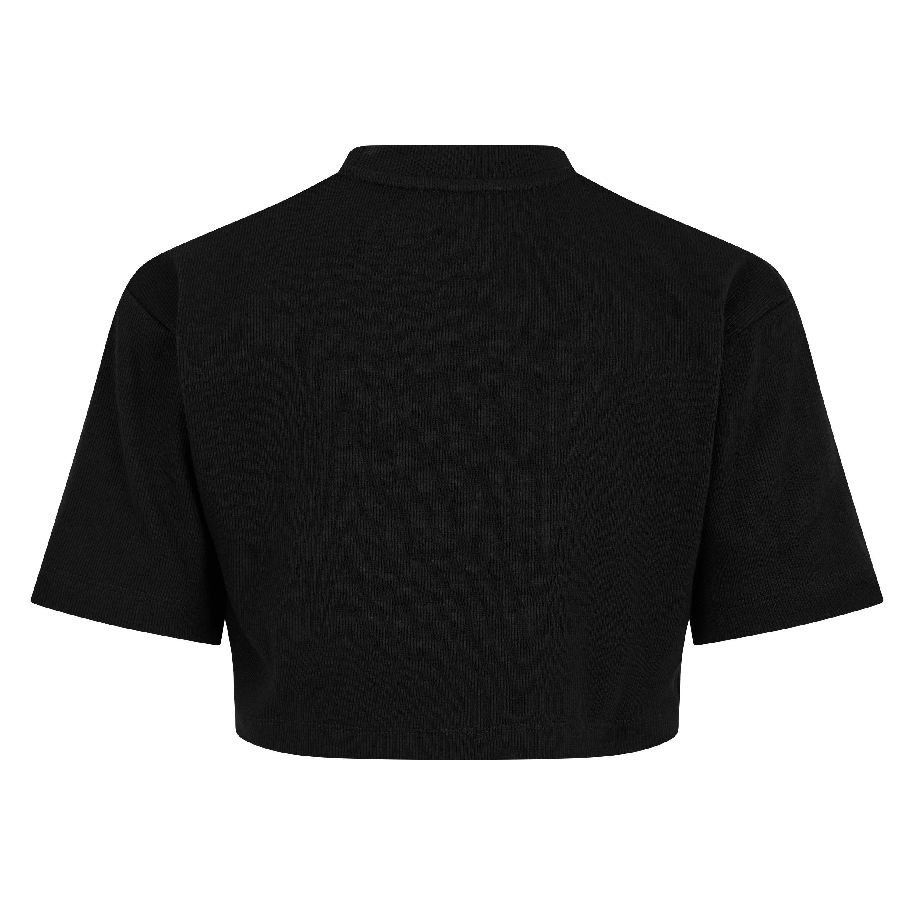 Black 1001 - Off White - Women's Stamp Rib Cropped Tee, Contrasting Logo T-Shirt - 8