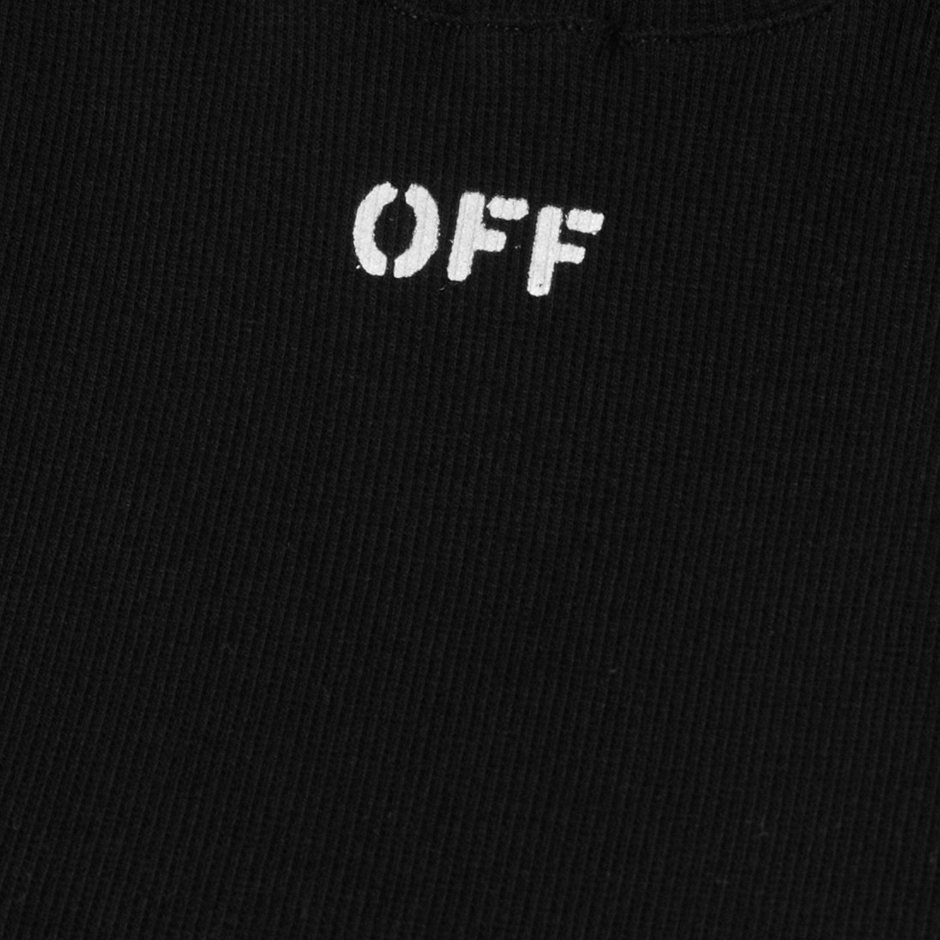 Black 1001 - Off White - Women's Stamp Rib Cropped Tee, Contrasting Logo T-Shirt - 5