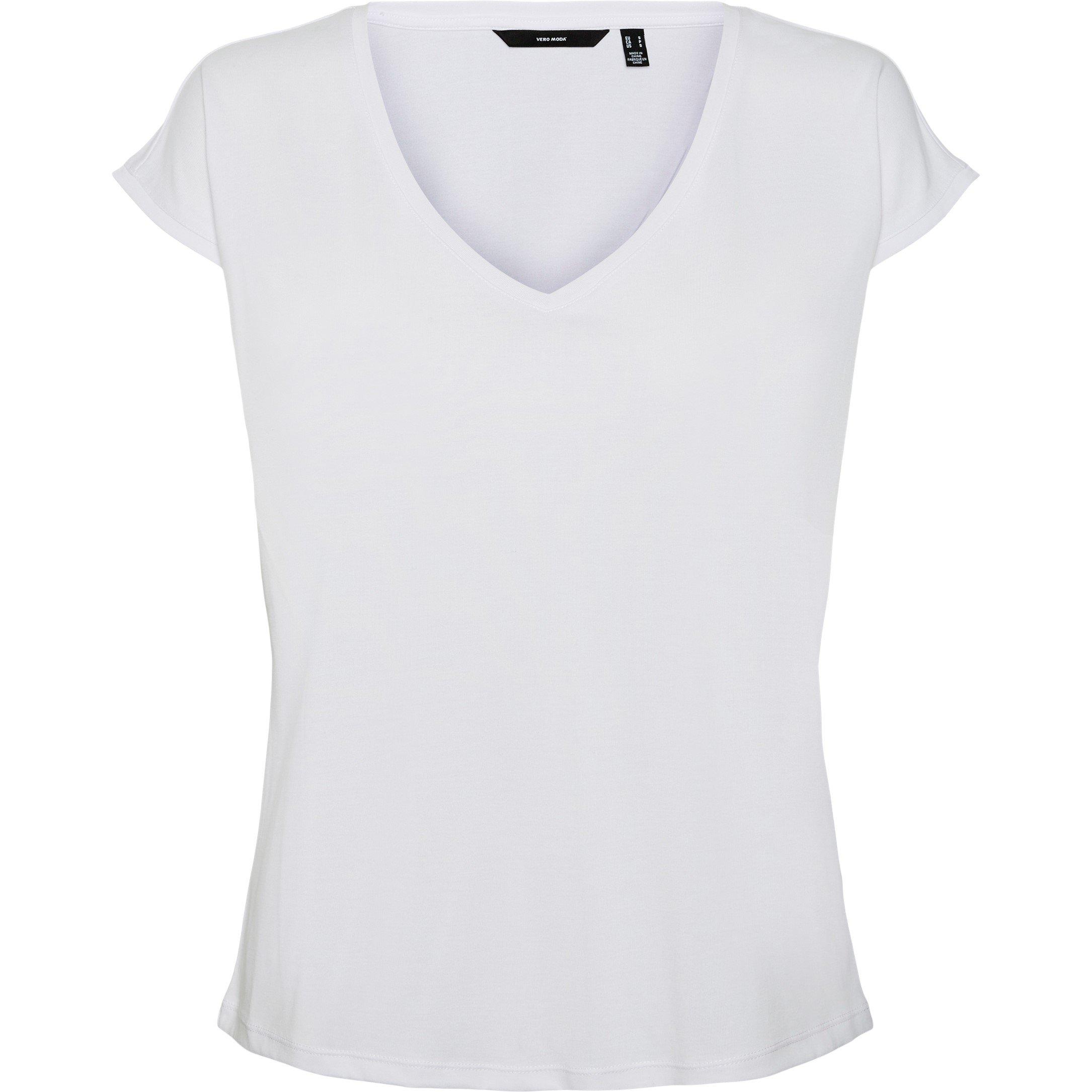 Sjajno bijelo - Vero Moda - Women's Filli Short-Sleeve V-Neck Regular Fit T-Shirt - 6