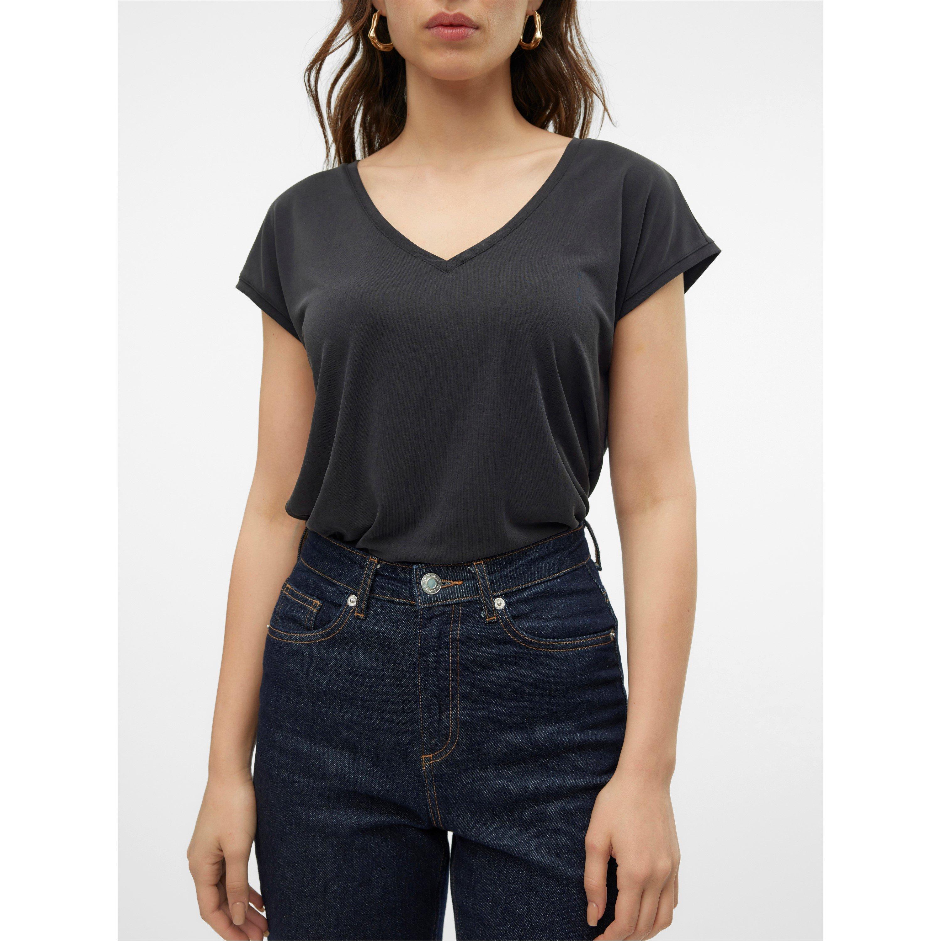Black - Vero Moda - Filli Short-Sleeve V-Neck Regular Fit T-Shirt - 2
