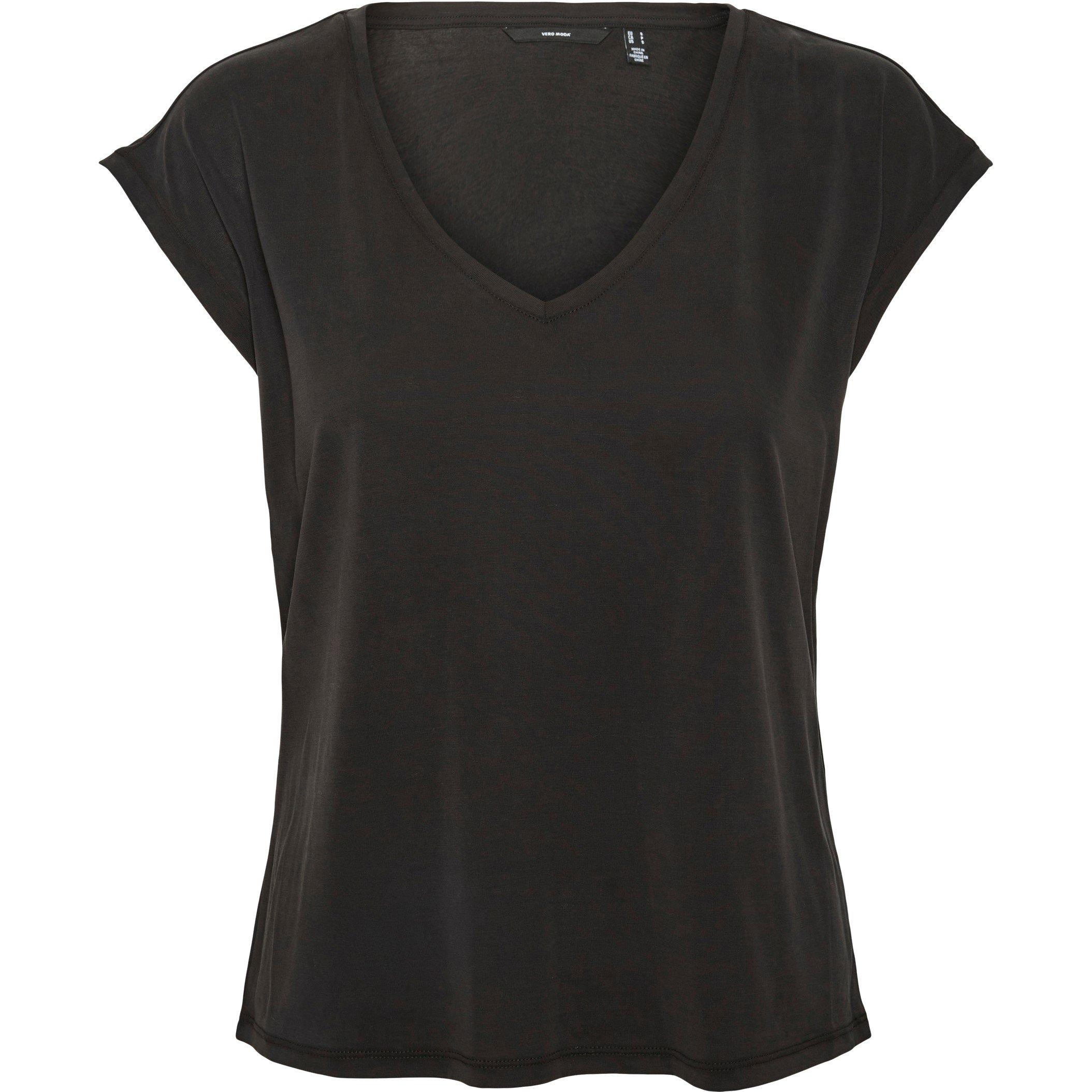Black - Vero Moda - Filli Short-Sleeve V-Neck Regular Fit T-Shirt - 6