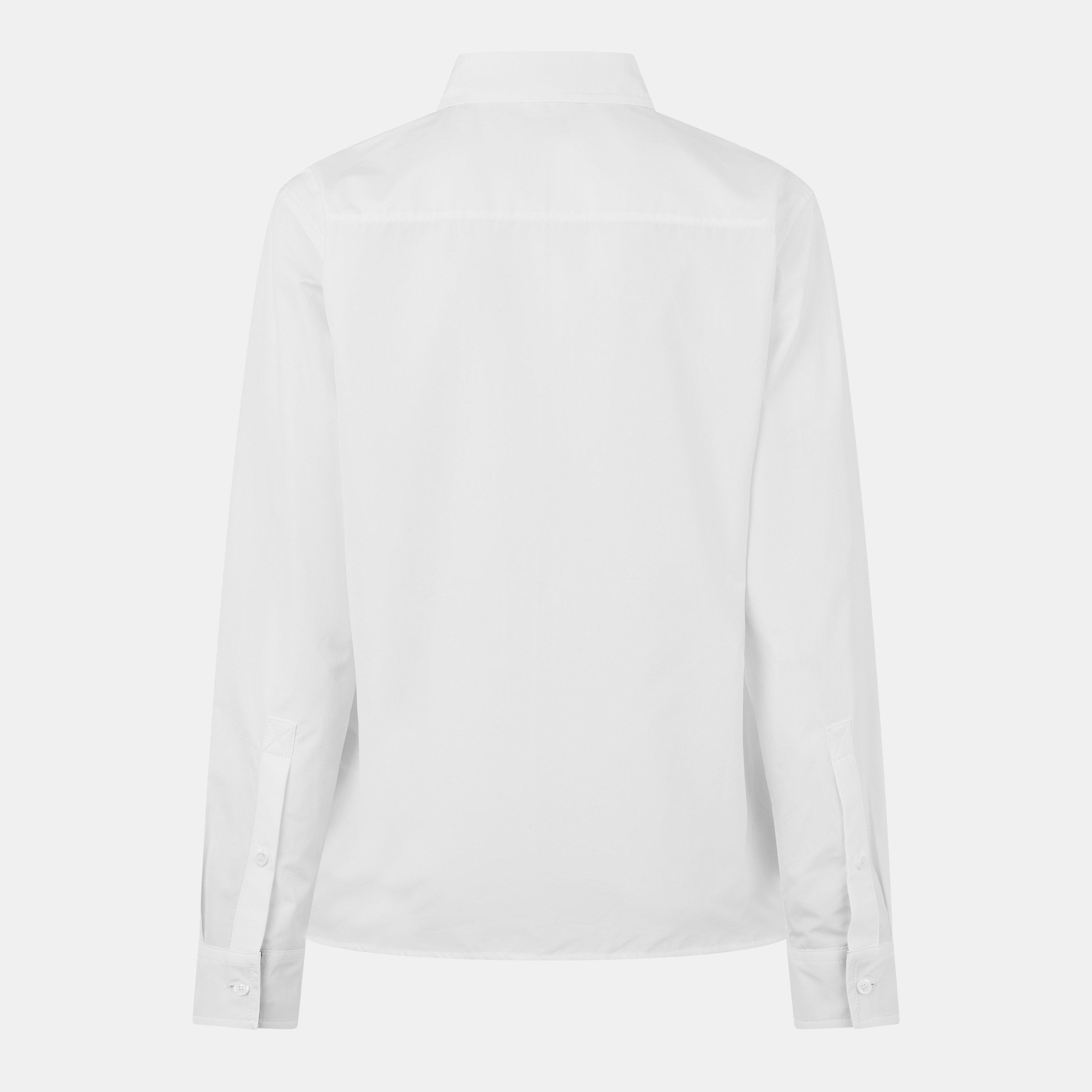 White - Burberry - Women's Burberry Check Trim Long-Sleeve Oxford Shirt - 2