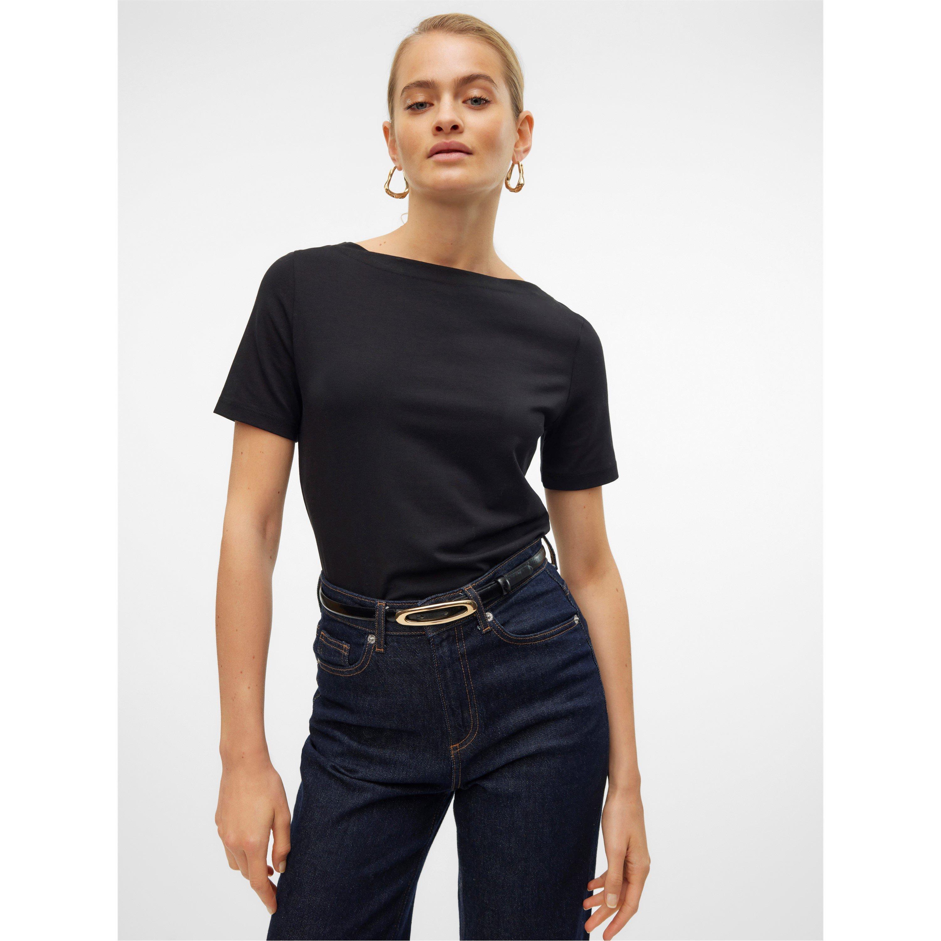 Zwart - Vero Moda - Women's Modal Short-Sleeve Regular Fit T-Shirt - 1