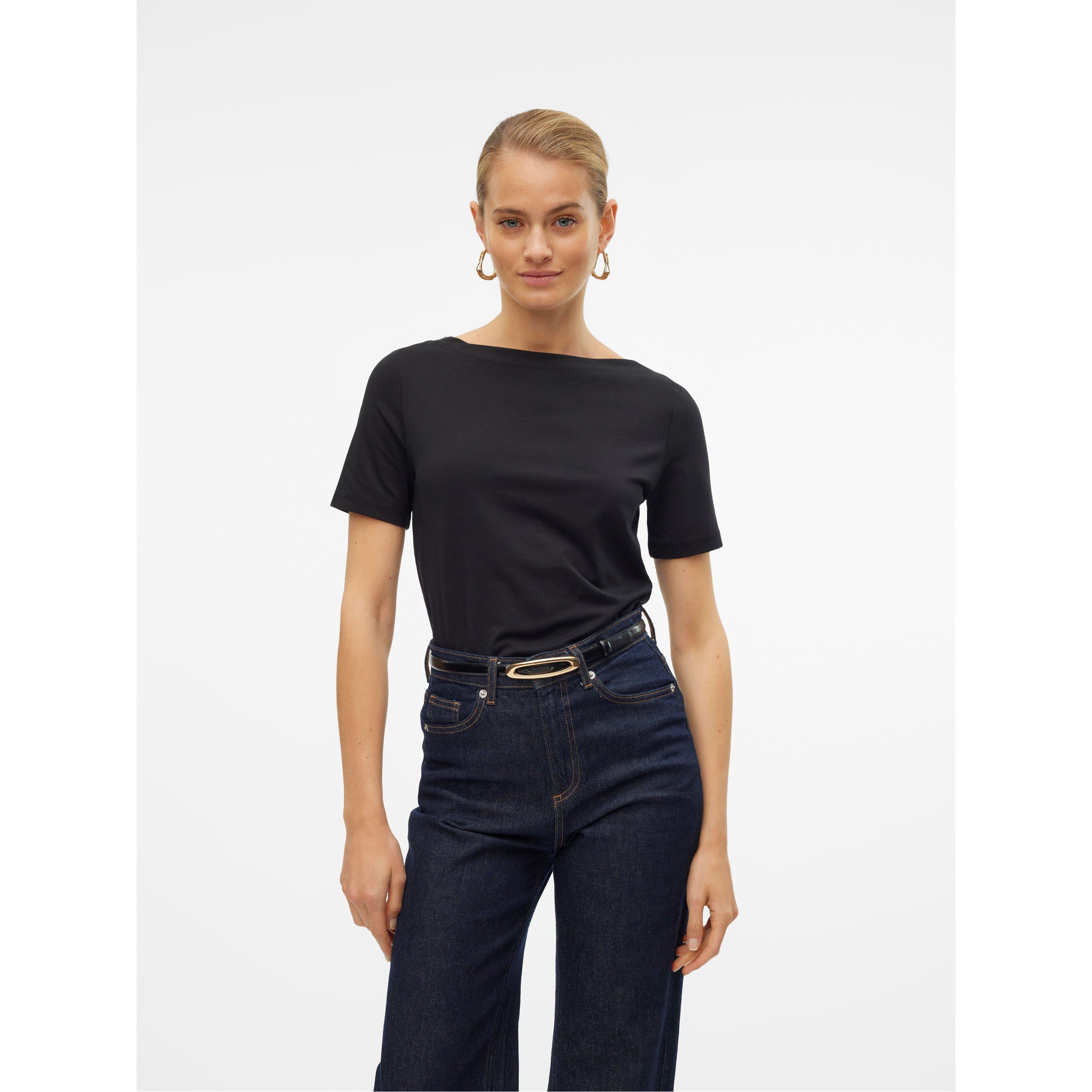 Black - Vero Moda - Modal Short-Sleeve Regular Fit T-Shirt - 2