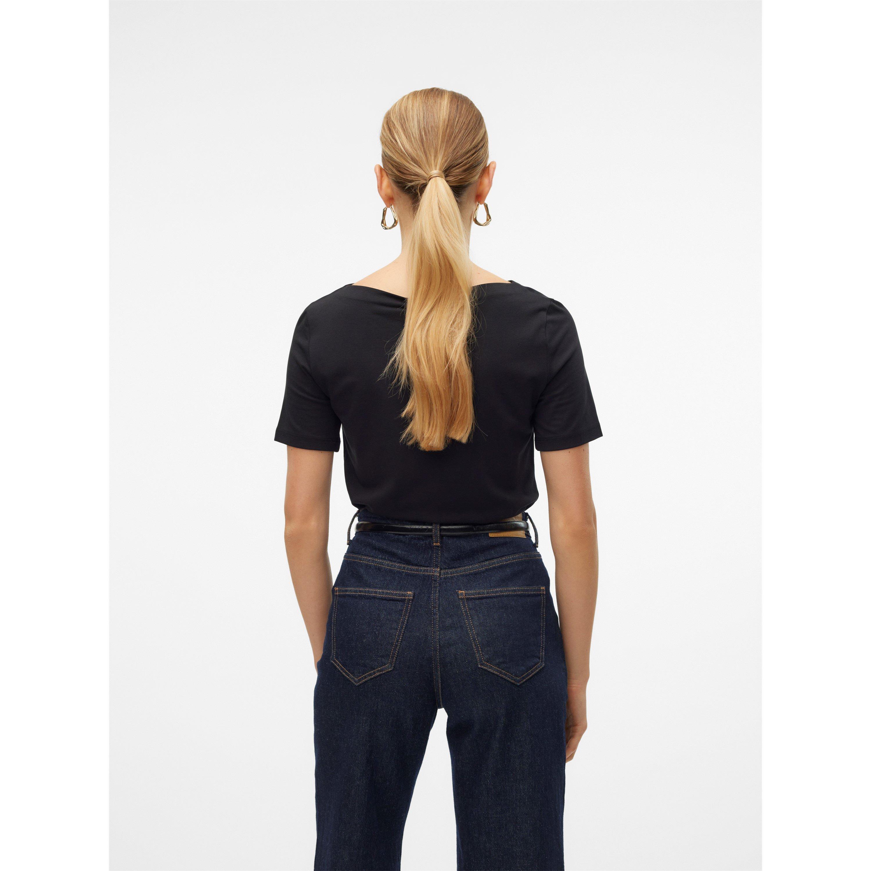 Black - Vero Moda - Modal Short-Sleeve Regular Fit T-Shirt - 3