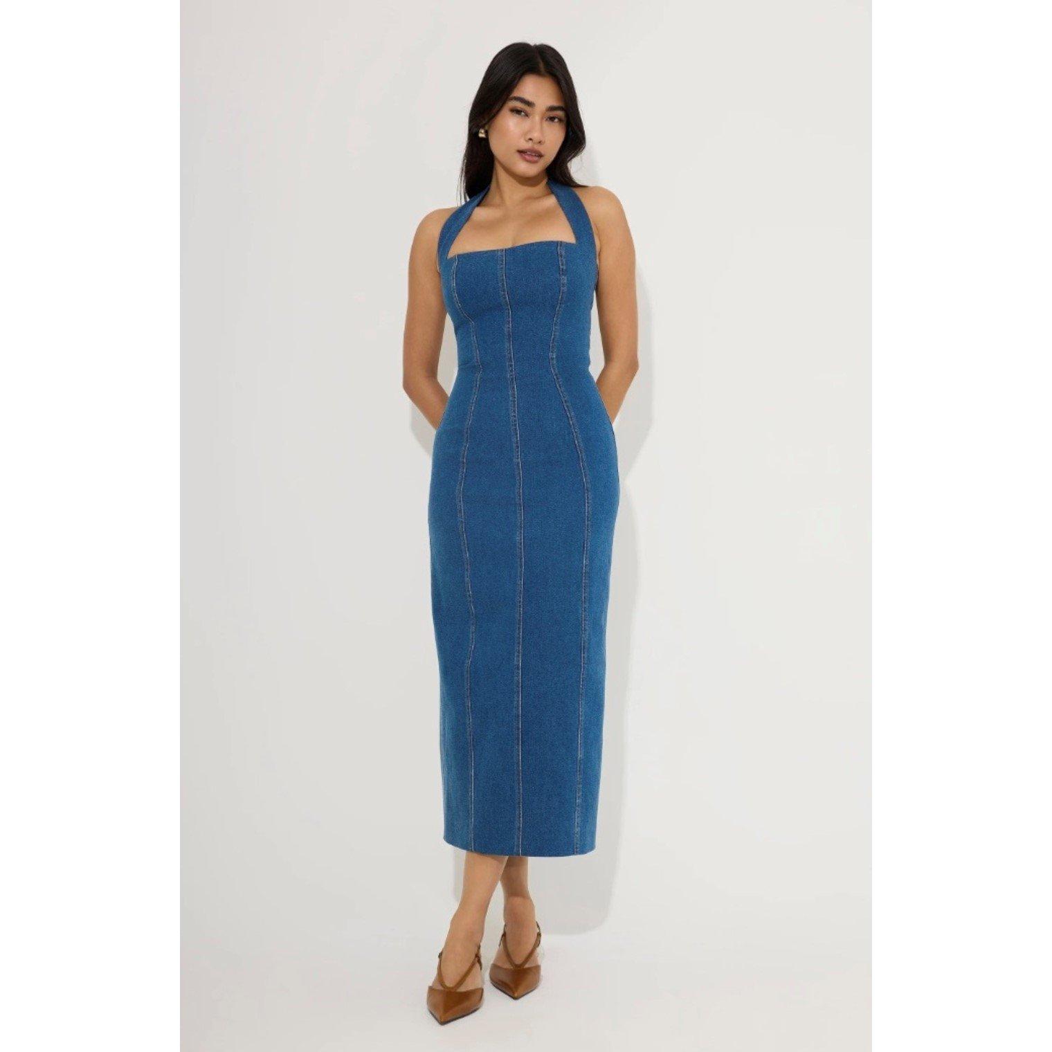 Denim - Odd Muse - Womens Denim Midi Long Dress - 1