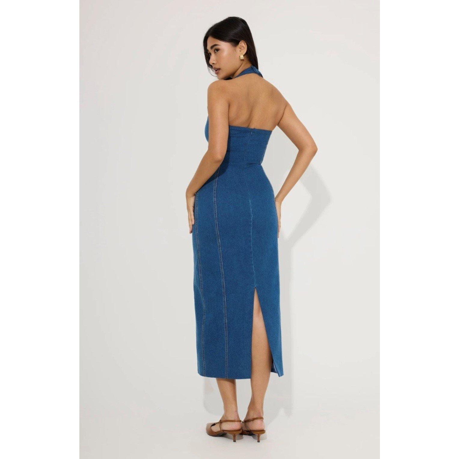 Denim - Odd Muse - Womens Denim Midi Long Dress - 3