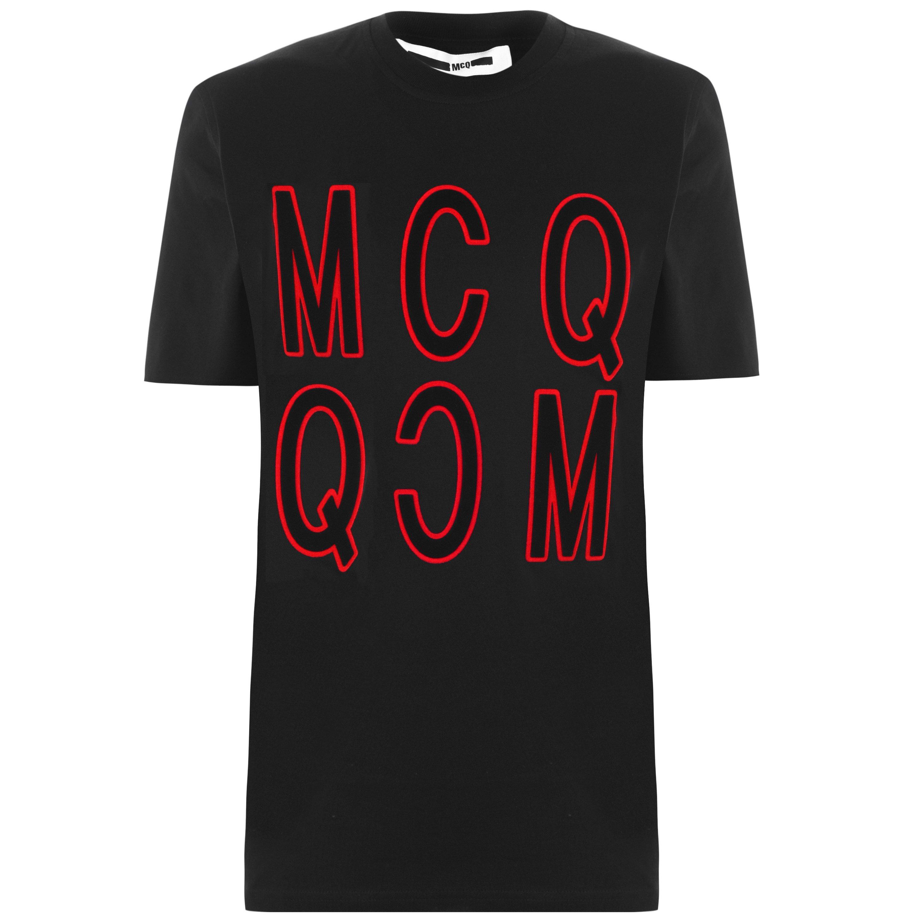 MCQ Velvet Reverse Logo T Shirt Regular Fit T Shirts Cruise Fashion