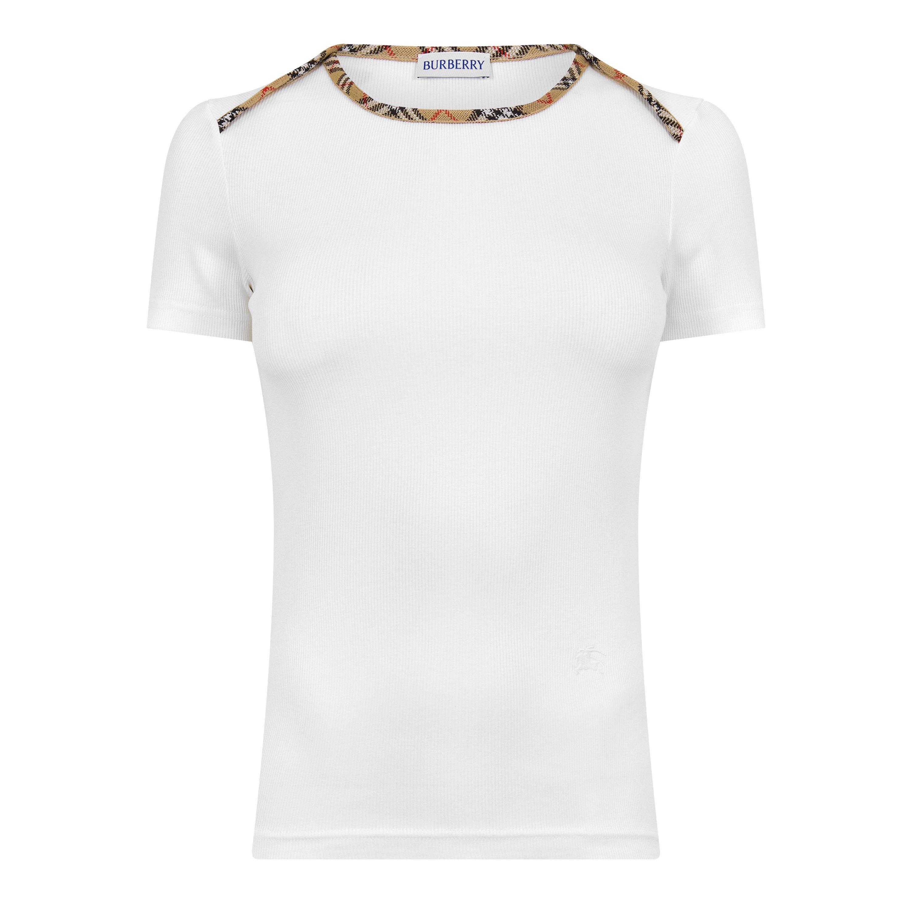 Burberry Women's Slim Fit T-Shirt - Chalk - Size 8 (XS)