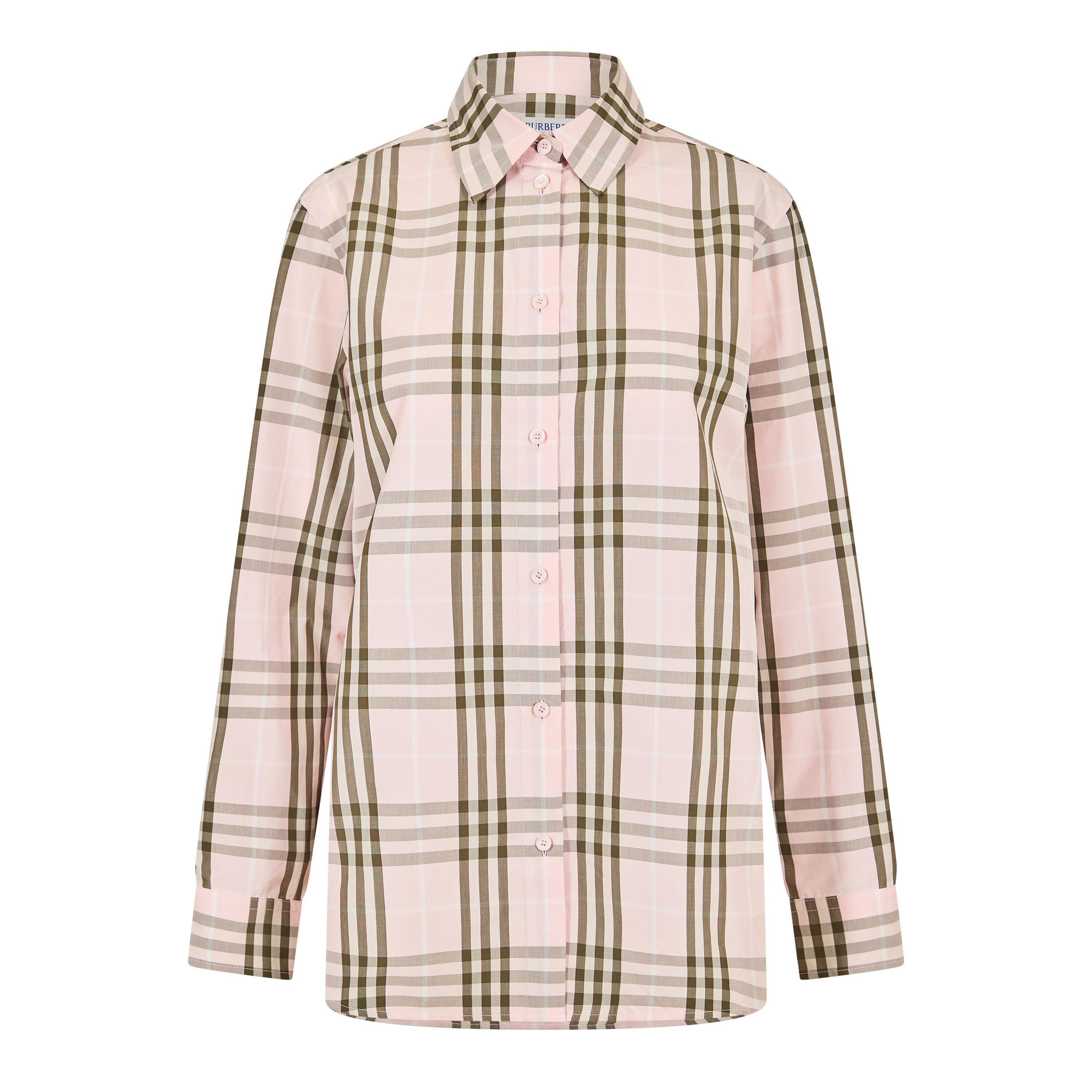 Burberry Women's Long Sleeve Patterned Shirt - Mallow Pink - Size 12 (M)