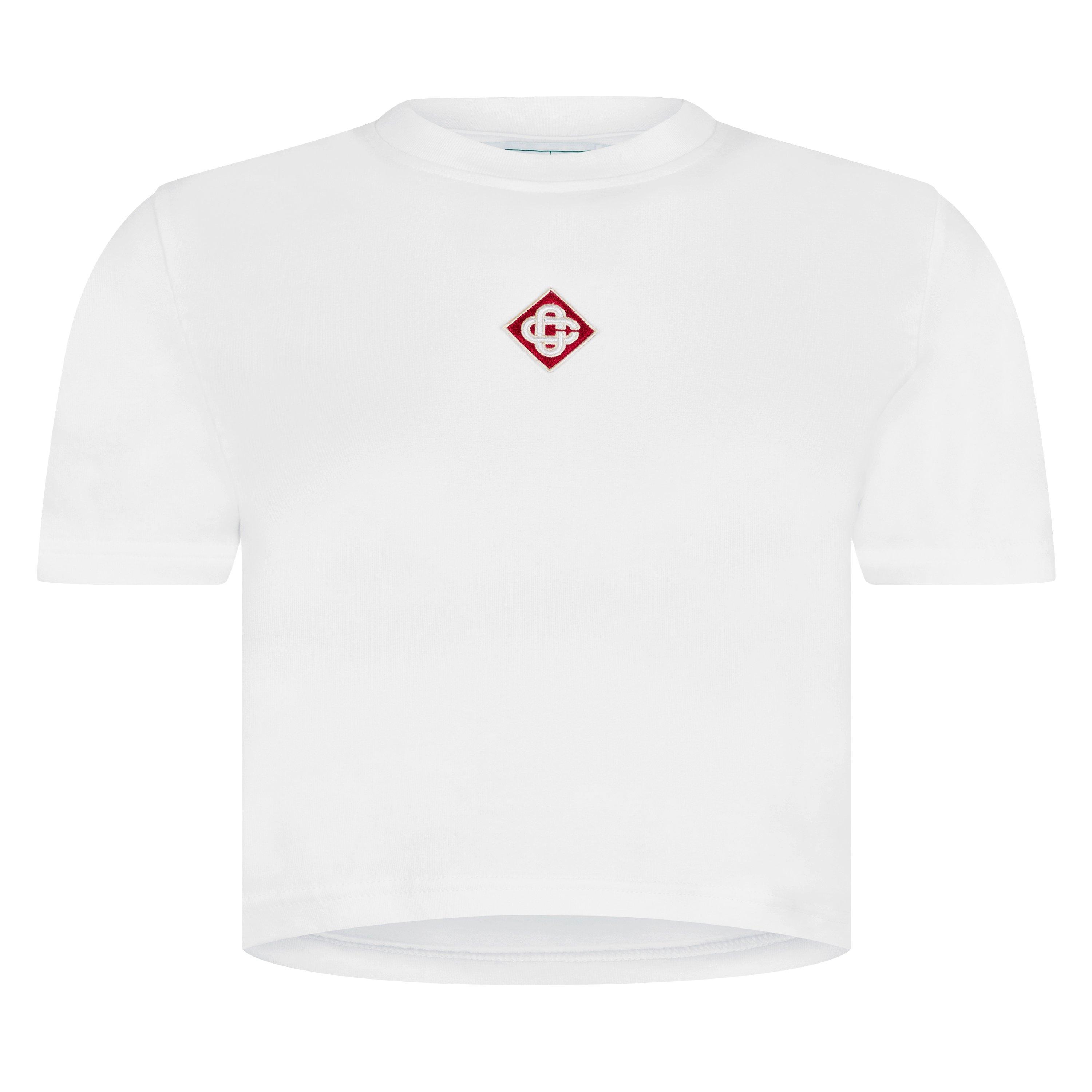 White - Casablanca - Women's Logo Cotton Cropped Baby T-Shirt - 1