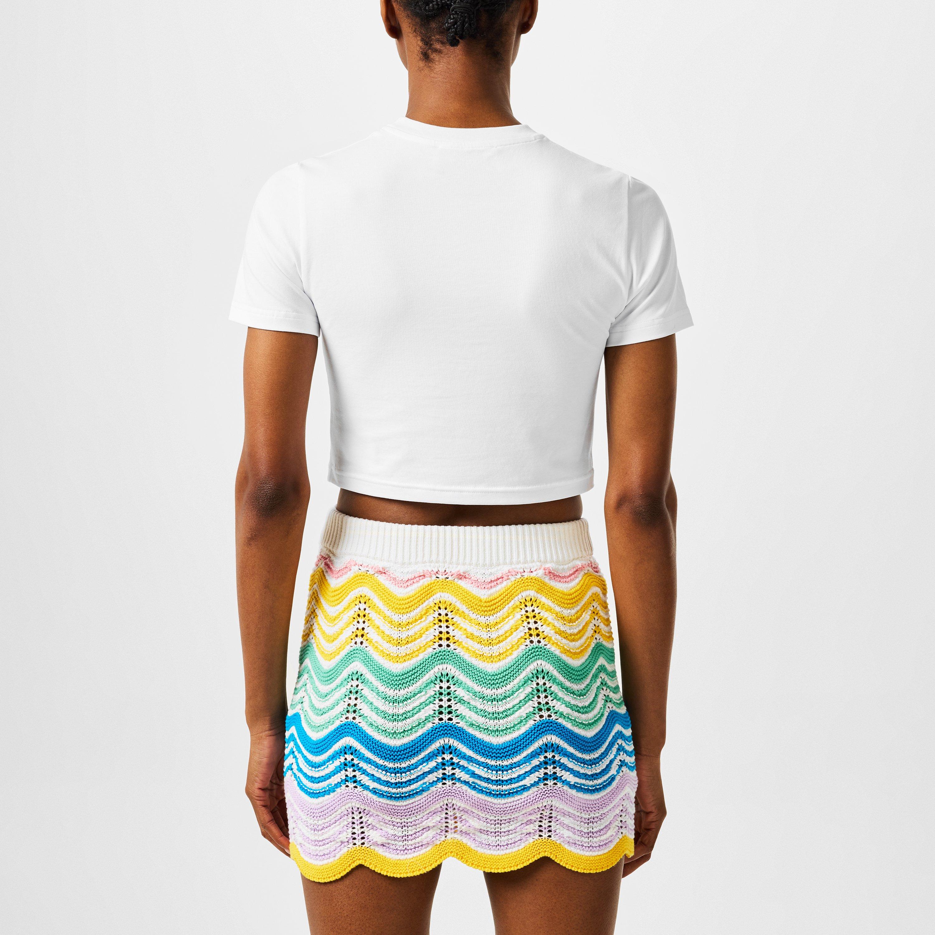 White - Casablanca - Women's Logo Cotton Cropped Baby T-Shirt - 4