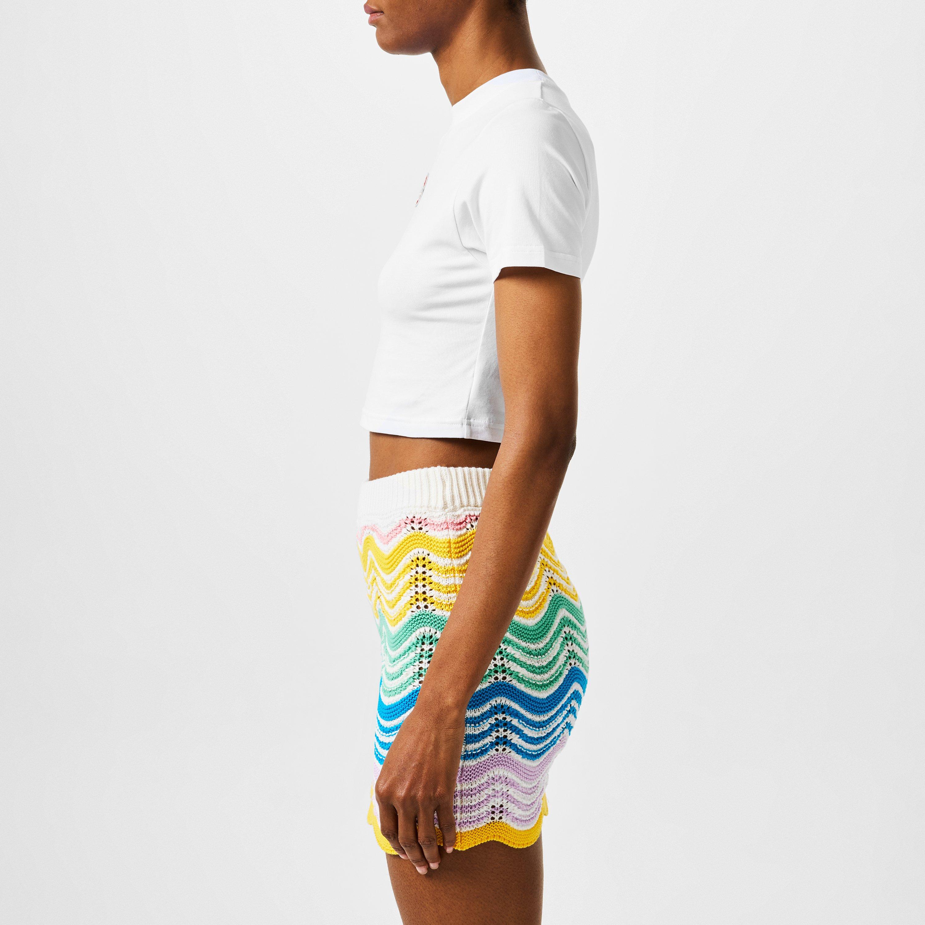 White - Casablanca - Women's Logo Cotton Cropped Baby T-Shirt - 5