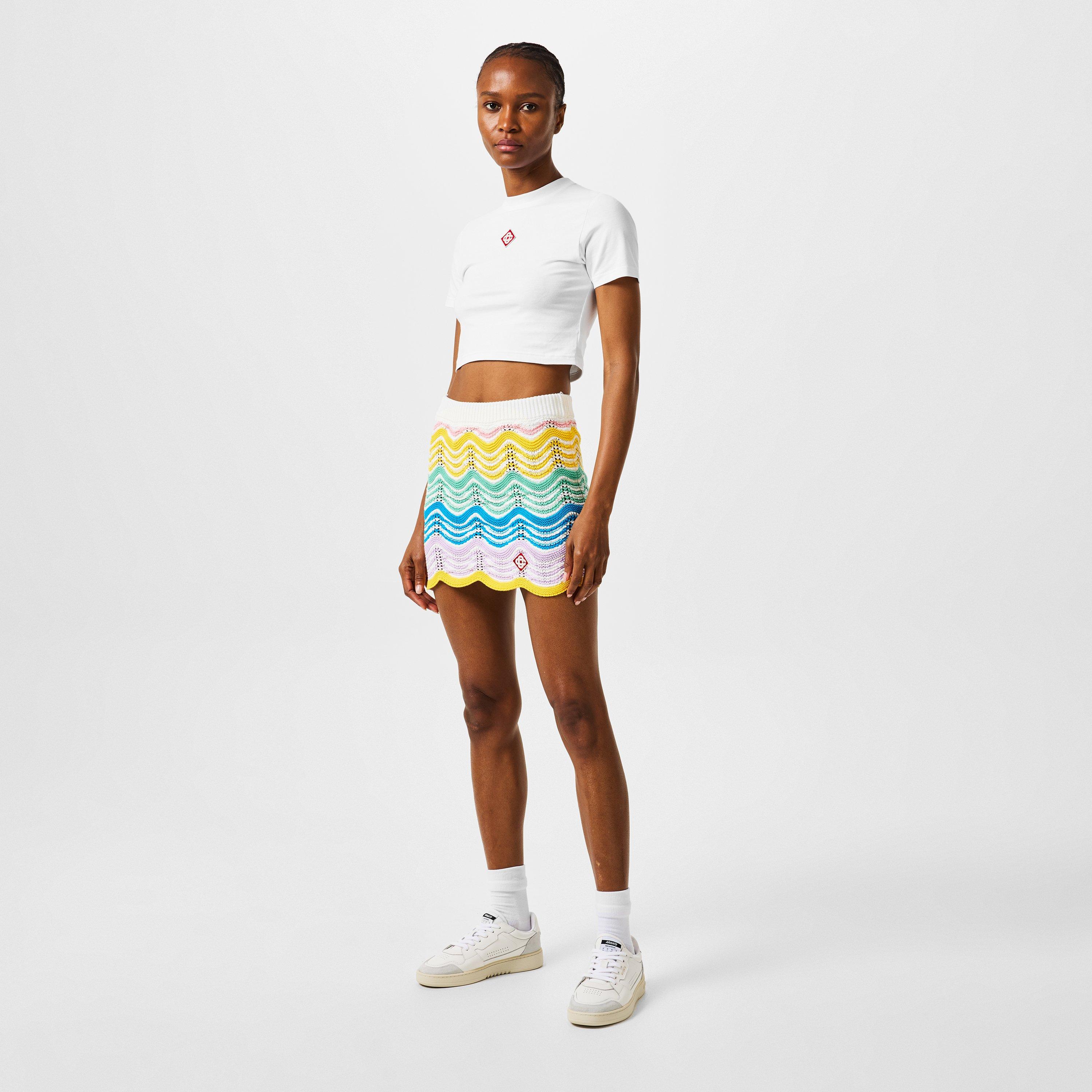 White - Casablanca - Women's Logo Cotton Cropped Baby T-Shirt - 6