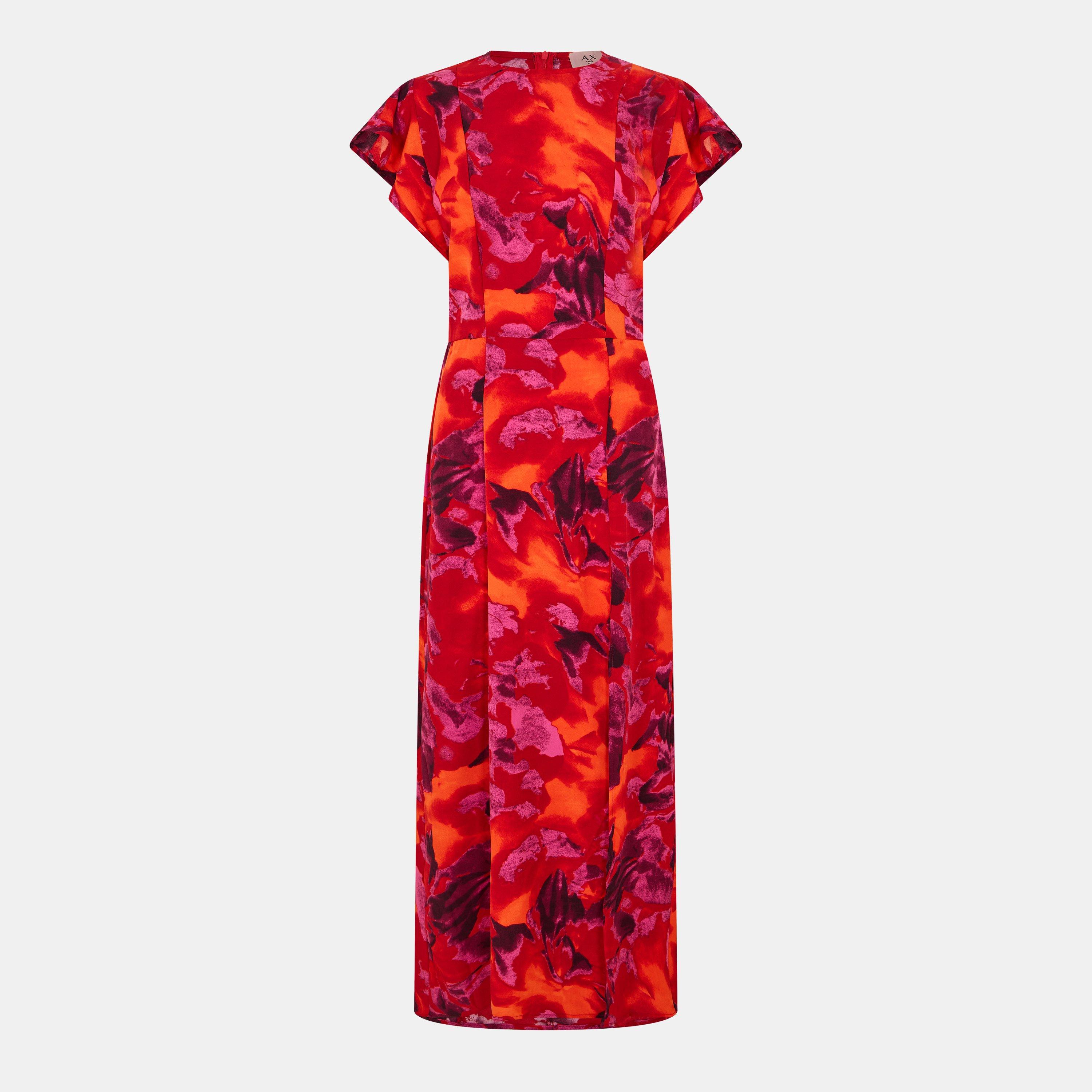 Orange - AX Paris - Abstract Print Flutter Sleeve Midi Dress - 1