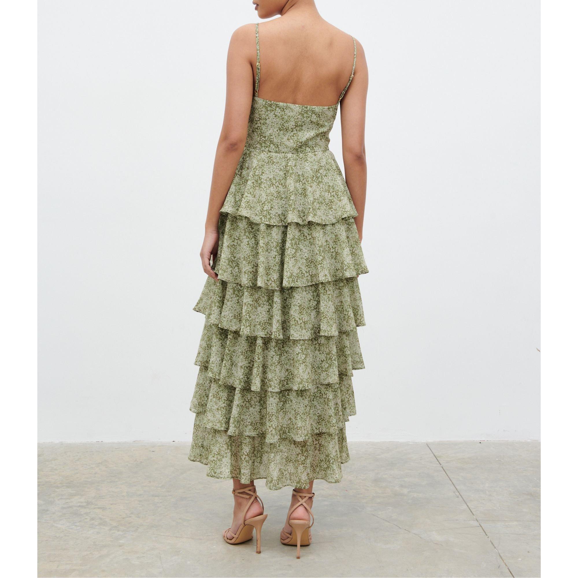 Green Abstract - Pretty Lavish - Women's Lissy Ruffle Midaxi Dress - 3