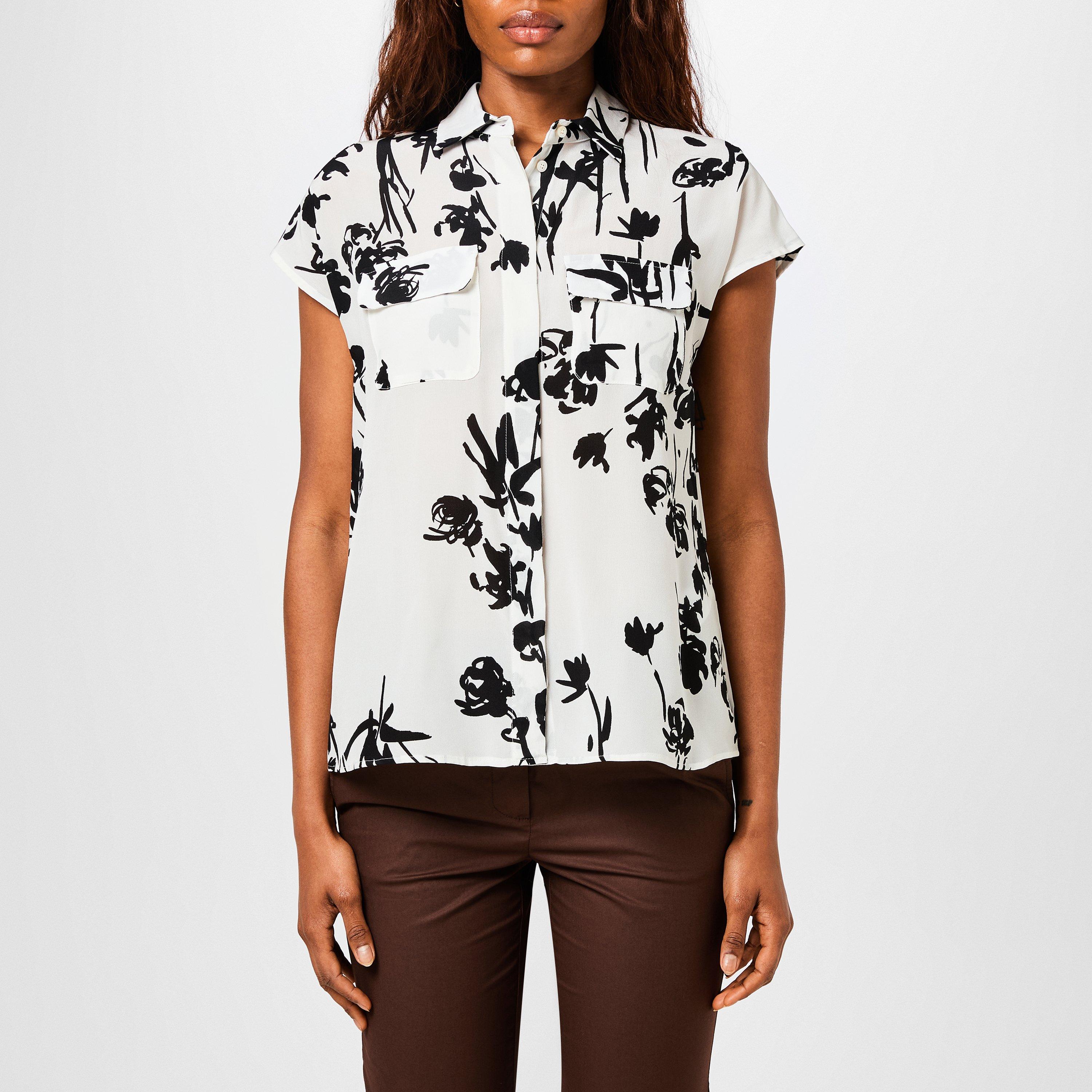 WHITE - Marella - Women's Floral Print Short-Sleeve Patterned Shirt - 1