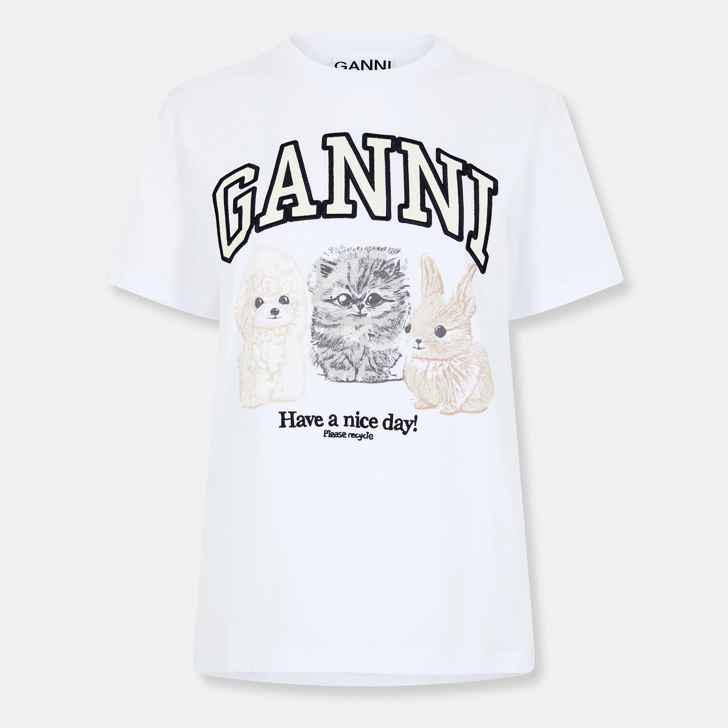 Bright White - Ganni - Women's Animal Print T-Shirt - 1
