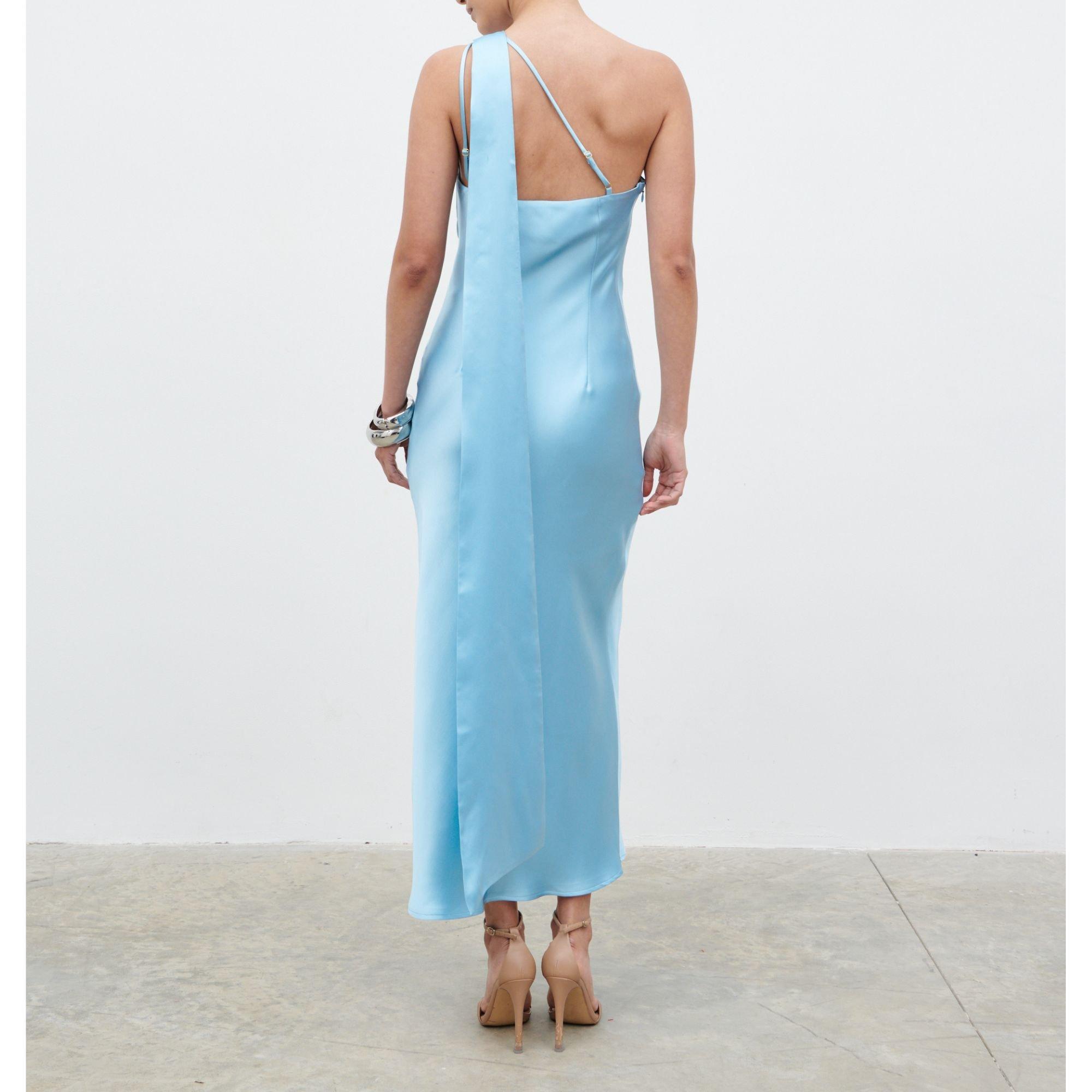 Sky Blue - Pretty Lavish - Women's Sheree One Shoulder Scarf Long Maxi Dress - 3