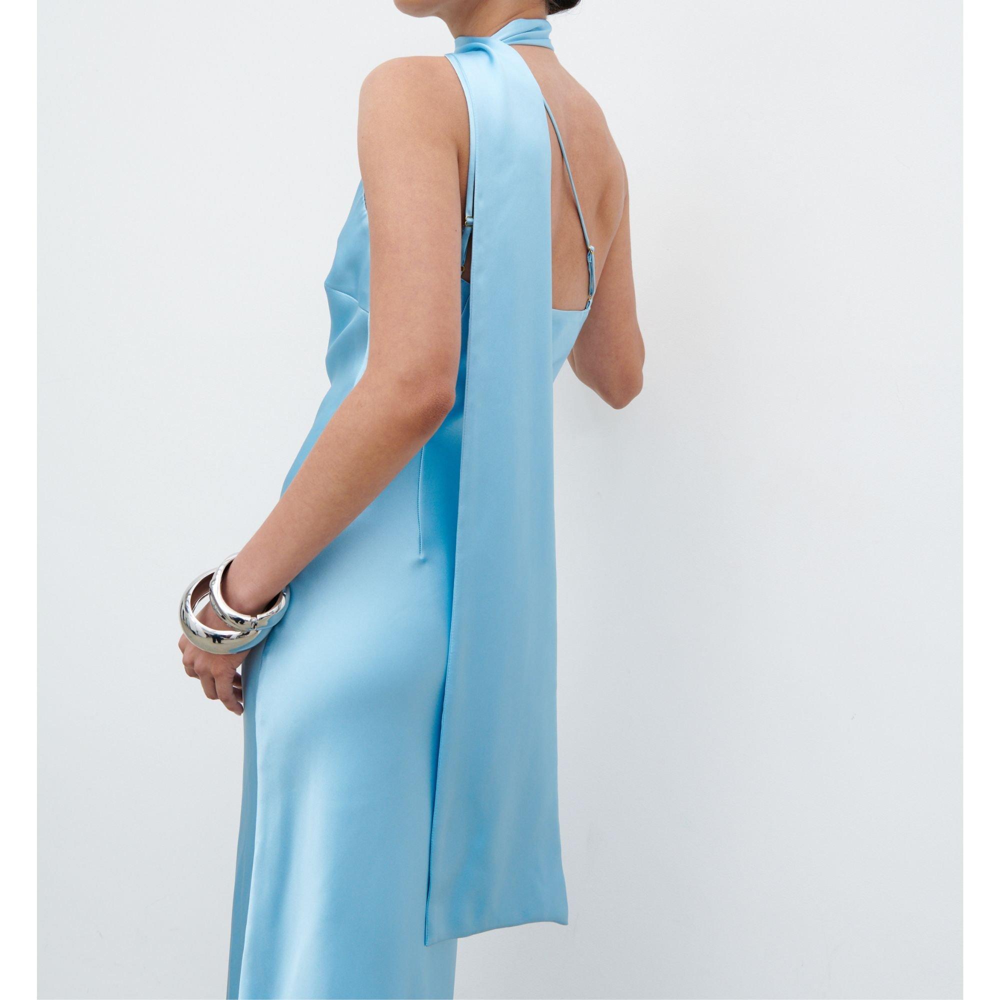 Sky Blue - Pretty Lavish - Women's Sheree One Shoulder Scarf Long Maxi Dress - 5