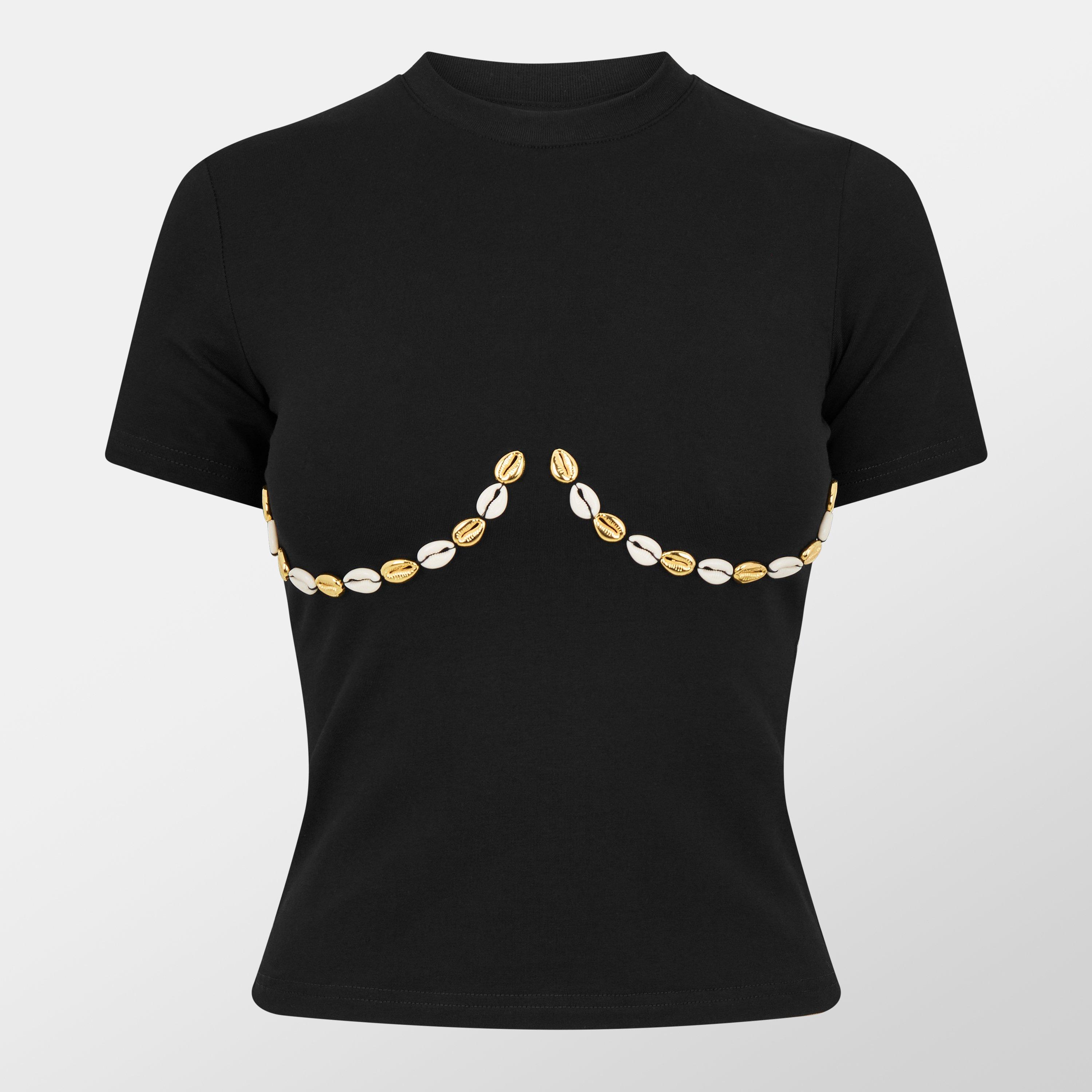 Never Fully Dressed Shell Boob T-shirt - Black - XS
