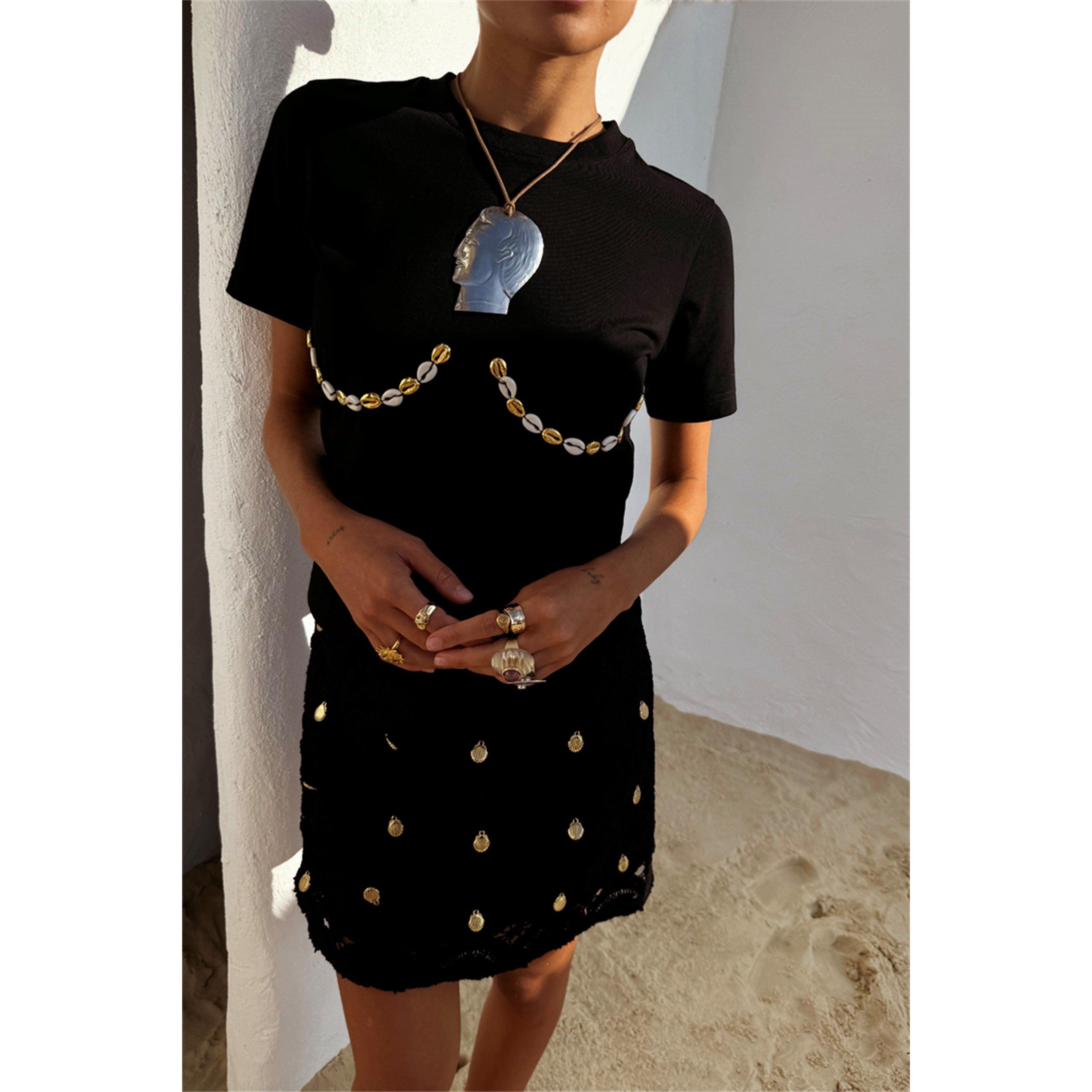 Black - Never Fully Dressed - Shell Boob T-shirt - 5