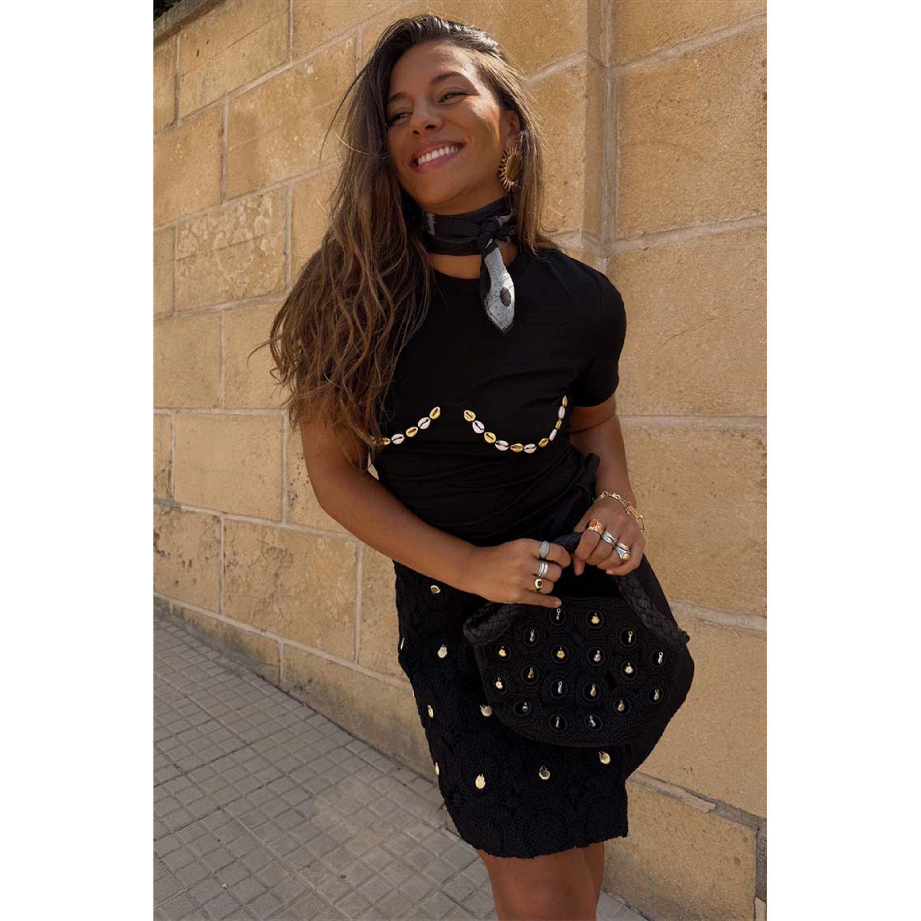 Black - Never Fully Dressed - Shell Boob T-shirt - 7