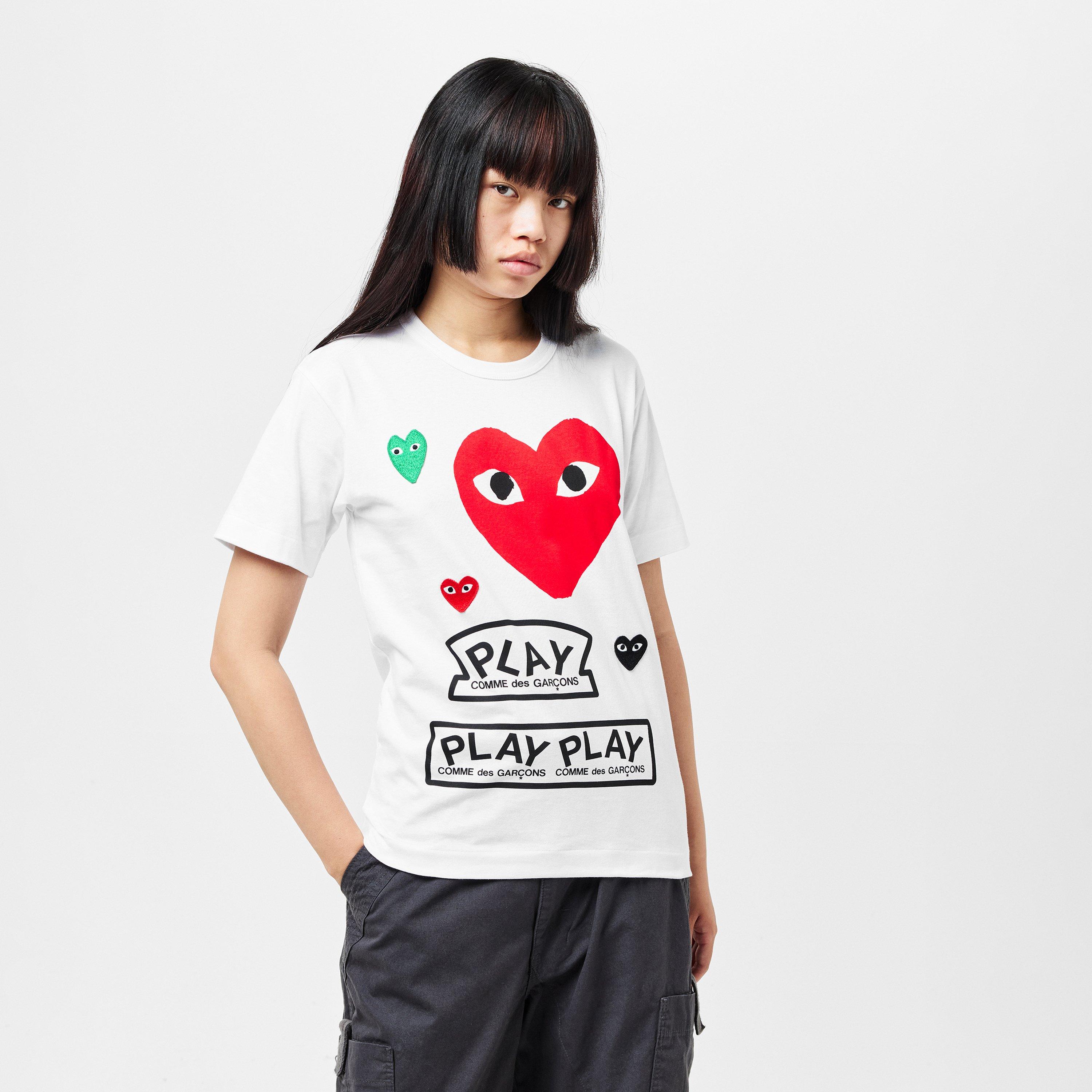 White/Red - Comme des Garcons PLAY - Women's Comme des Garçons PLAY Regular Fit T-Shirt - 3