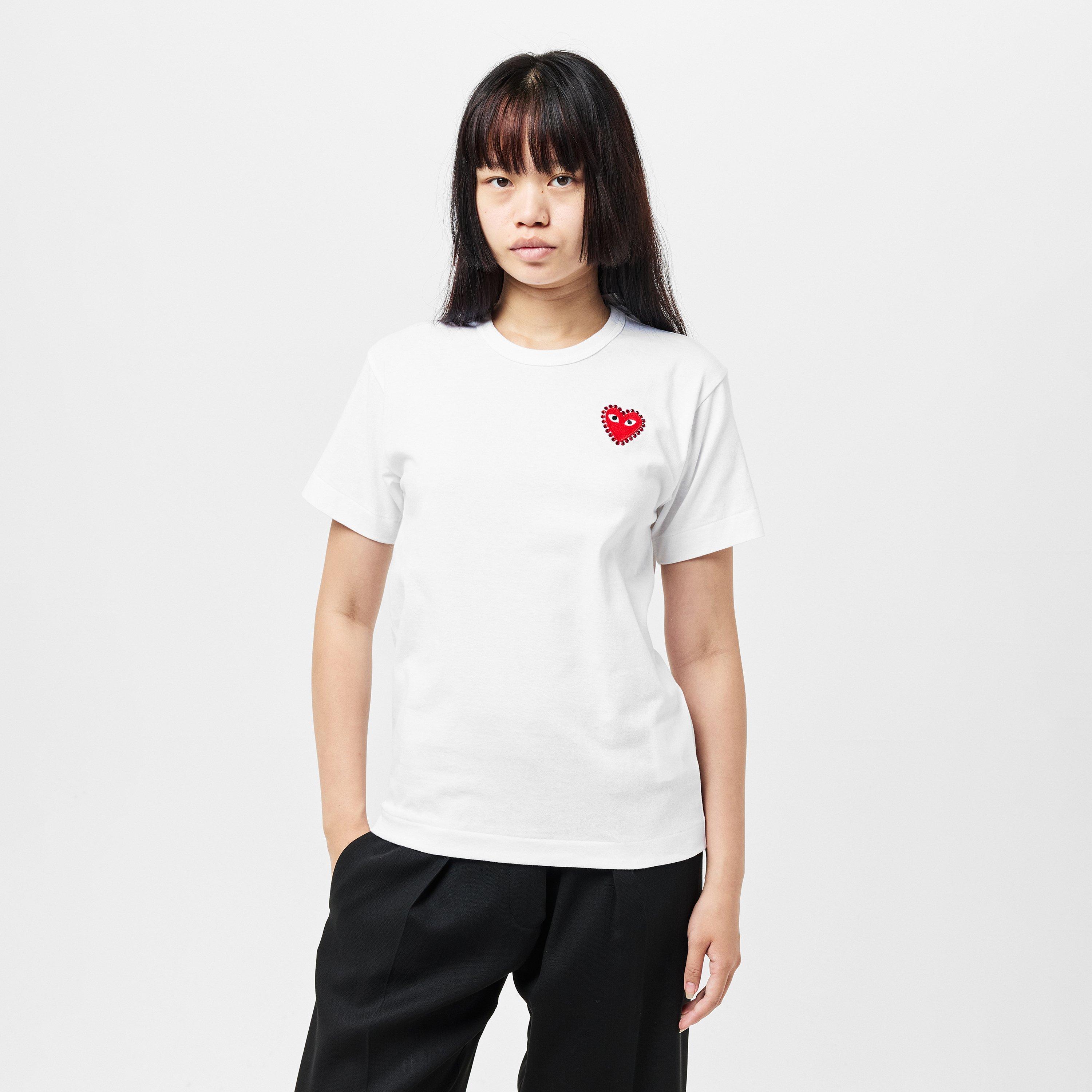 Wht/Red - Comme des Garcons PLAY - Women's T-Shirt - 3