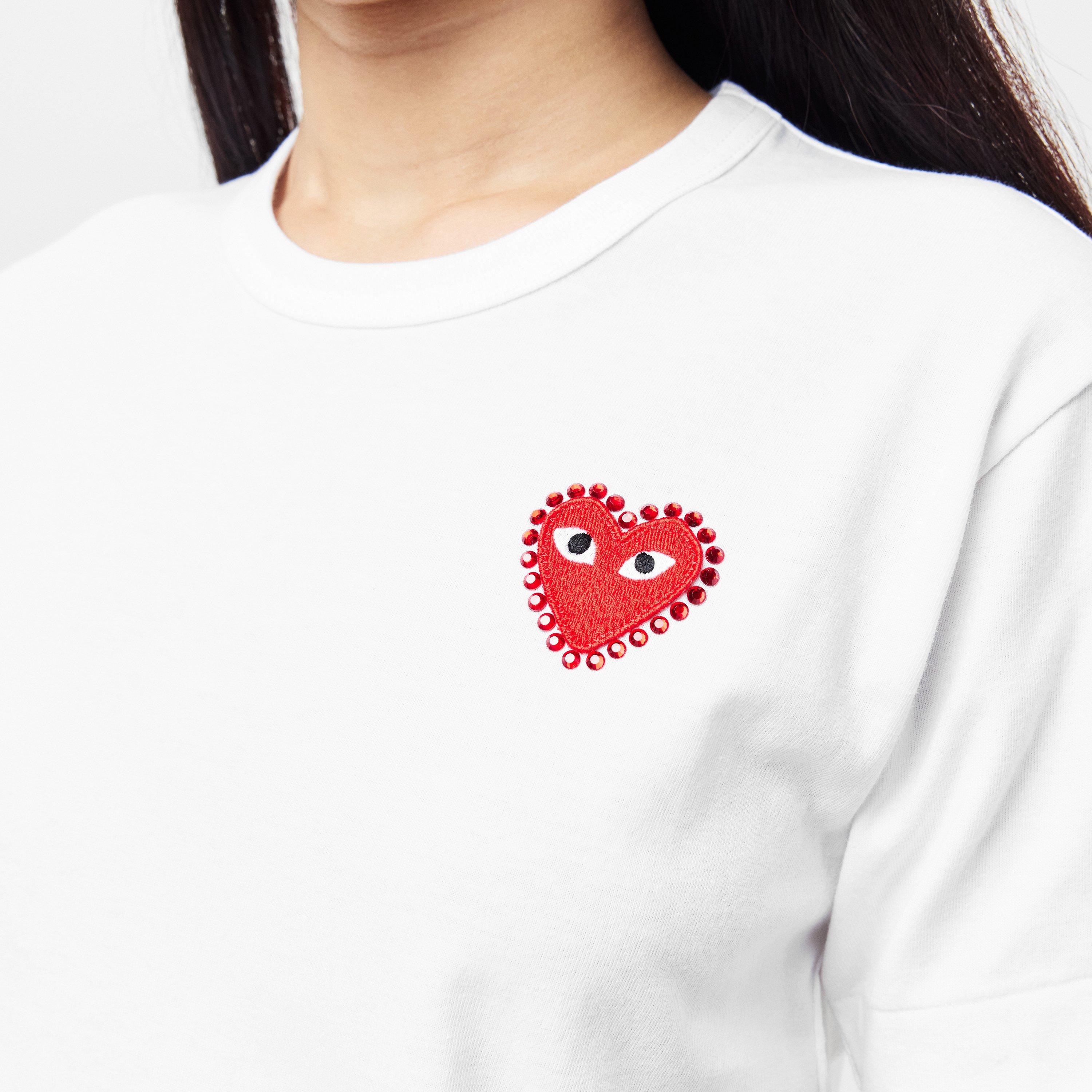 Wht/Red - Comme des Garcons PLAY - Women's T-Shirt - 5