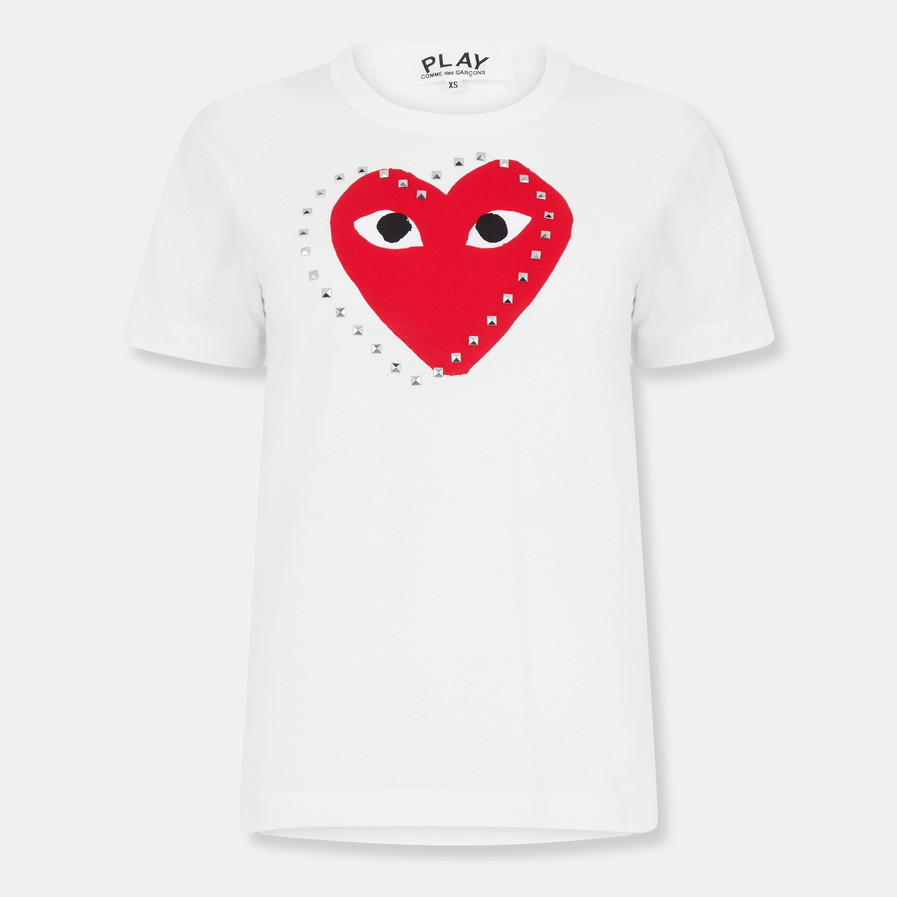 Wht/Red - Comme des Garcons PLAY - Women's Garçons T-Shirt - 1