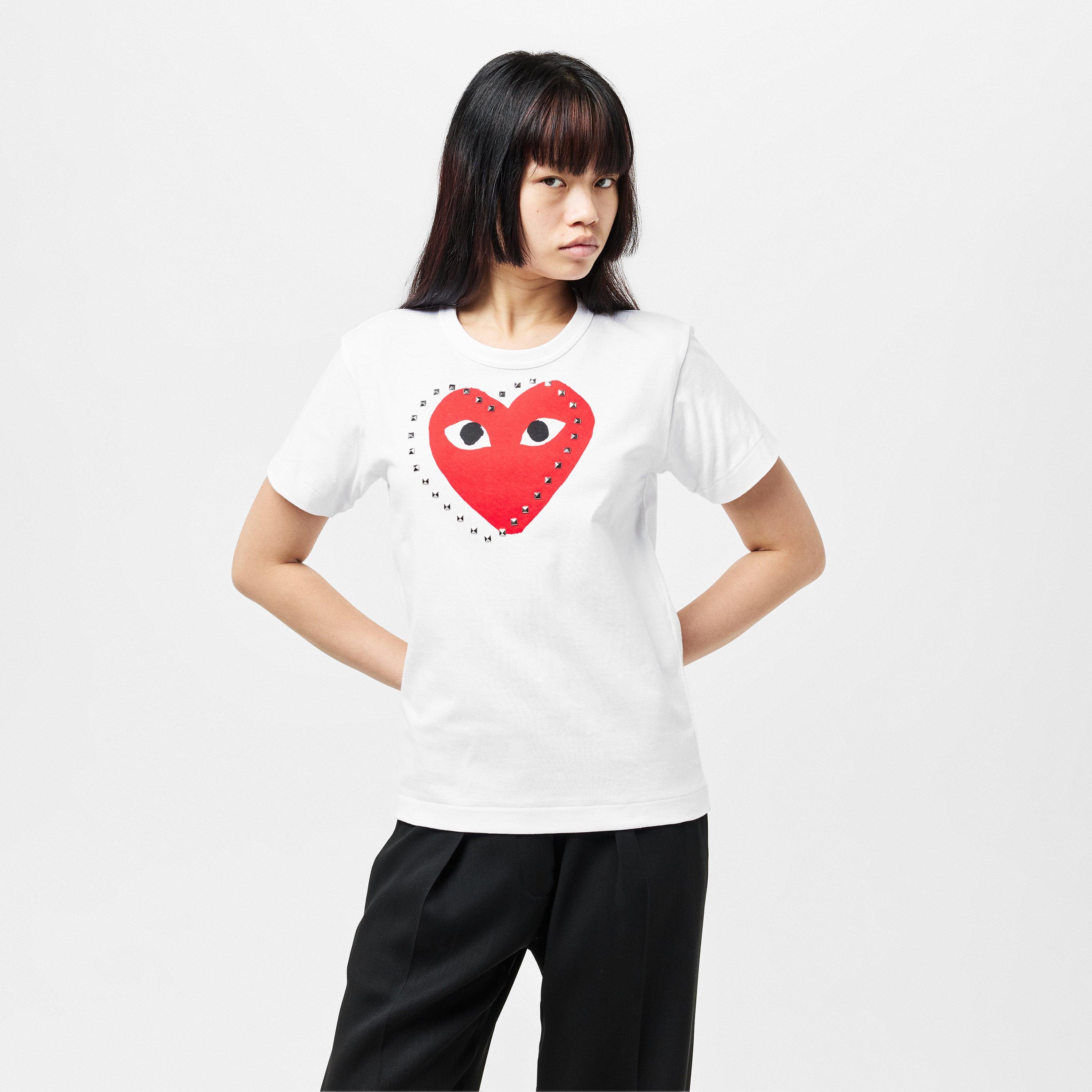 Wht/Red - Comme des Garcons PLAY - Women's Comme des Garçons PLAY Regular Fit T-Shirt - 3