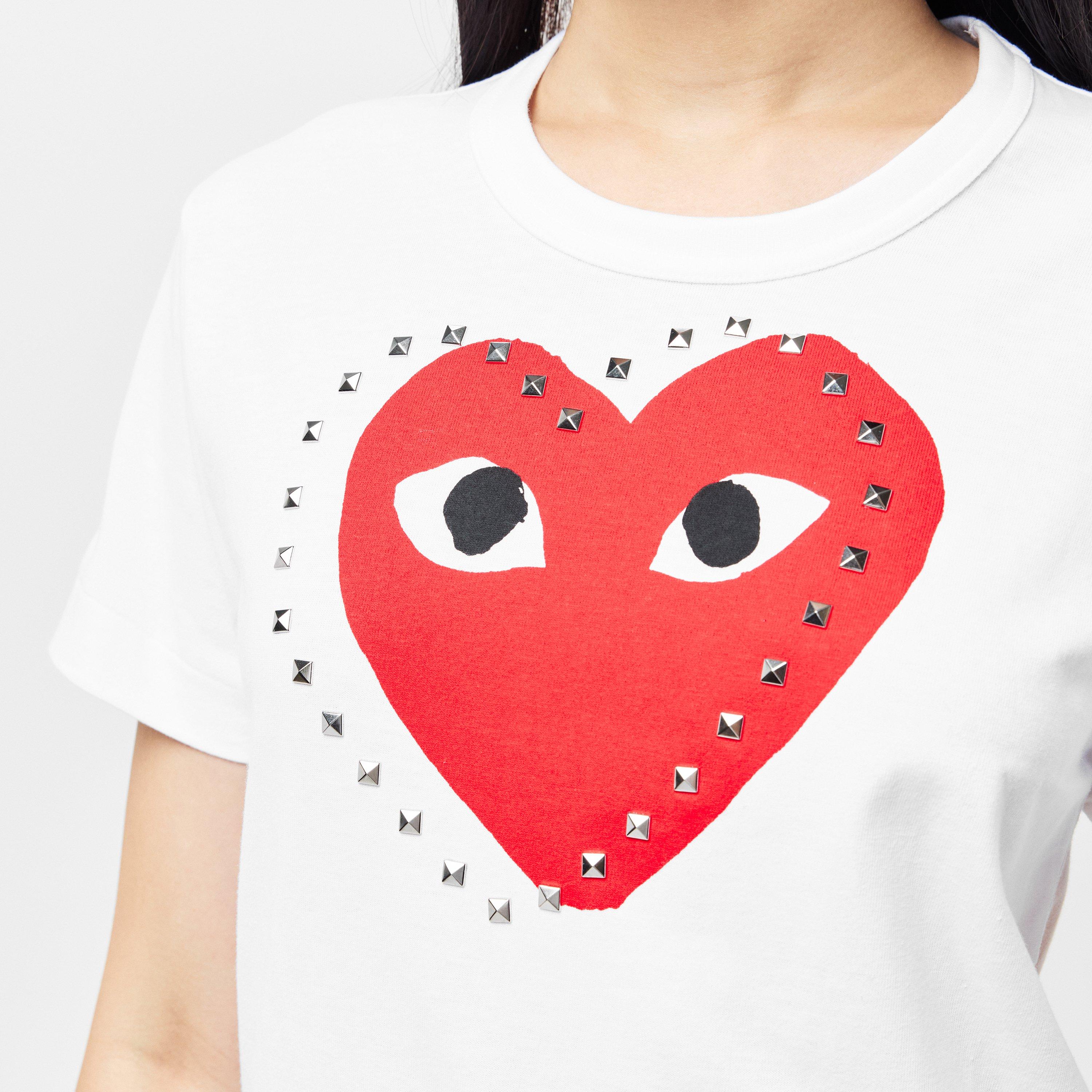Wht/Red - Comme des Garcons PLAY - Women's Comme des Garçons PLAY Regular Fit T-Shirt - 5