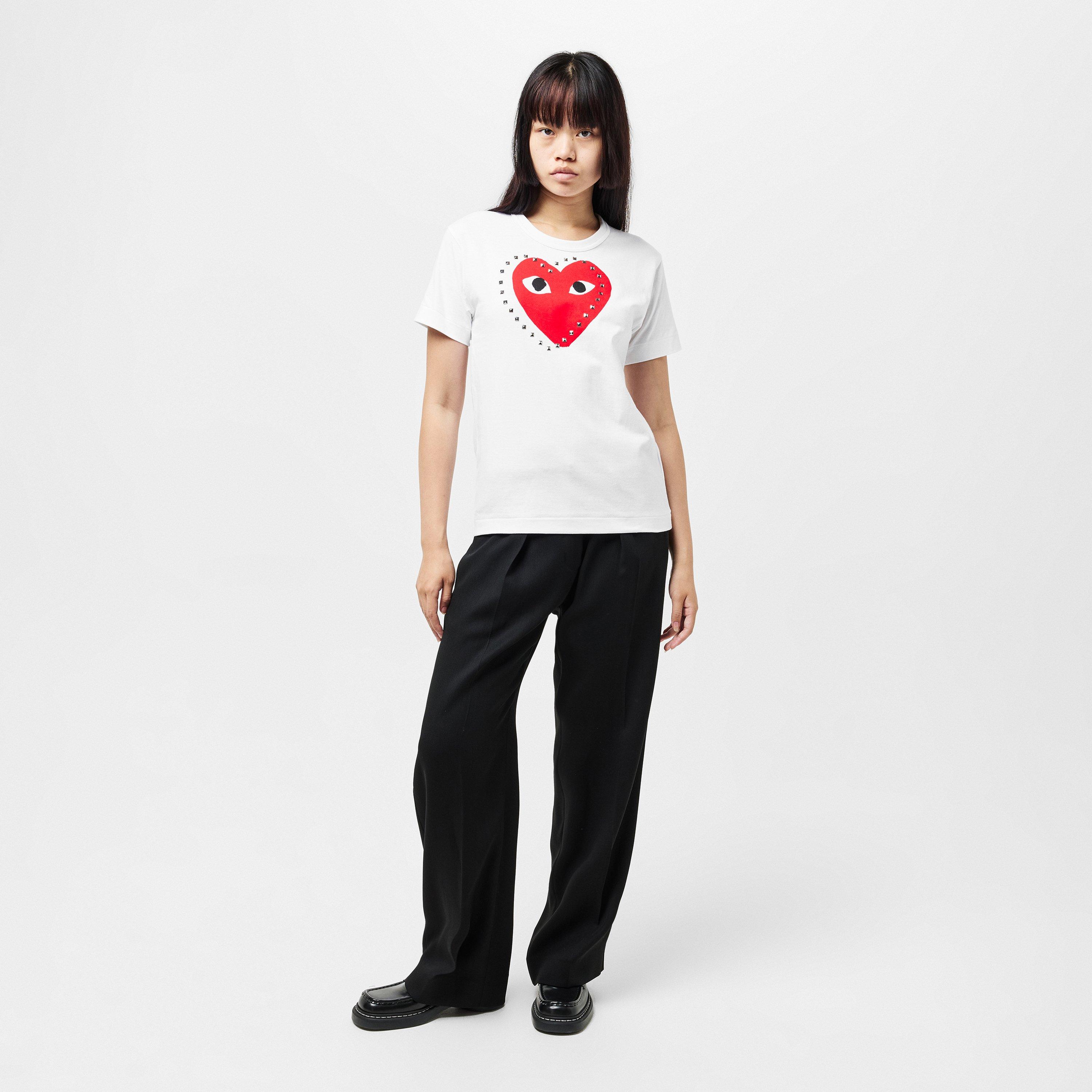 Wht/Red - Comme des Garcons PLAY - Women's Comme des Garçons PLAY Regular Fit T-Shirt - 6