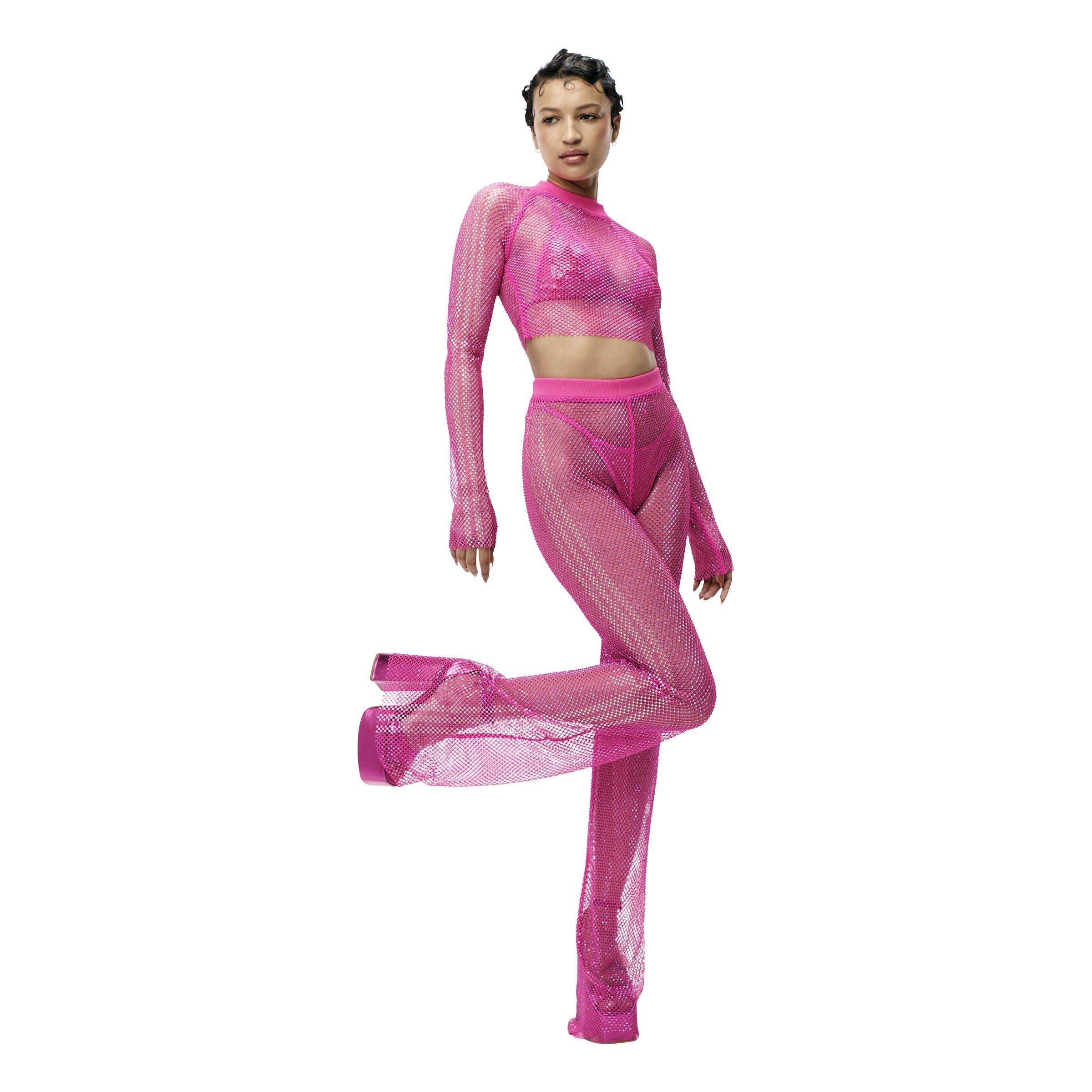 Pink - adidas - Crystal Mesh Cover-Up Long-sleeve Top Womens - 3