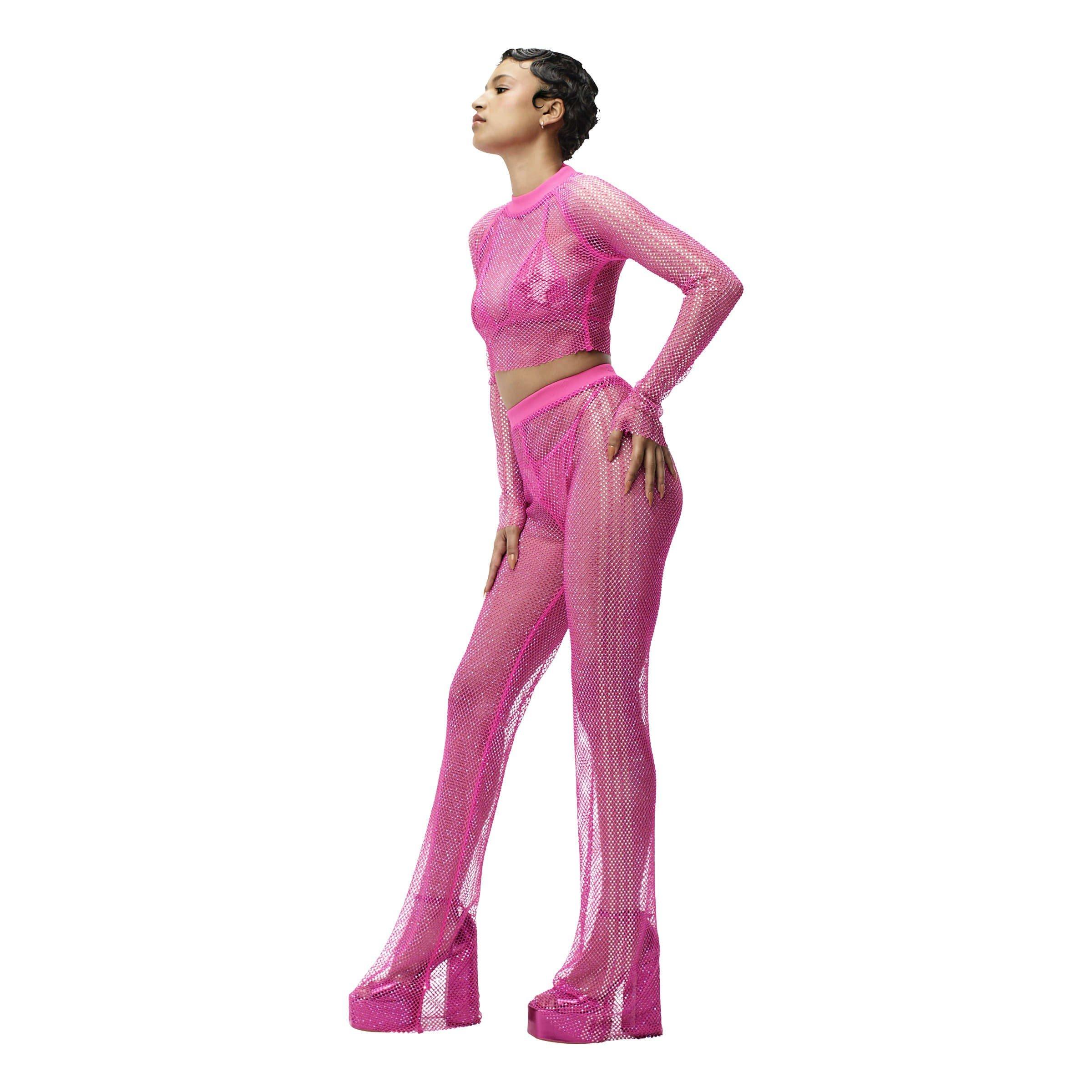 Pink - adidas - Crystal Mesh Cover-Up Long-sleeve Top Womens - 5