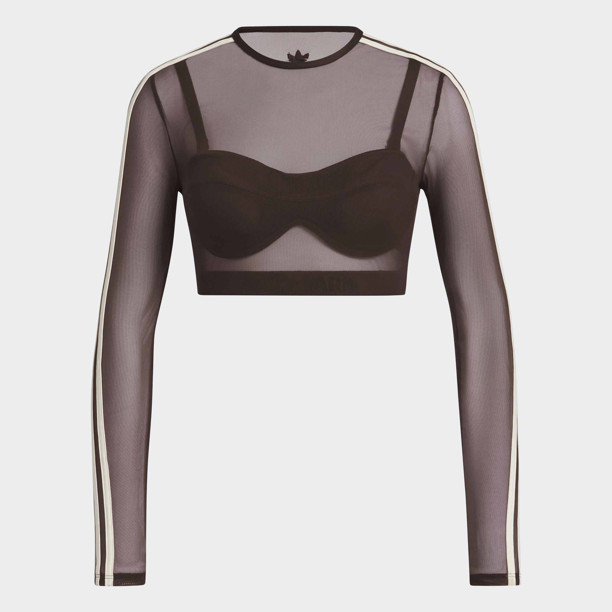 Brown - adidas Originals - Women's Long-Sleeve Crop Top - 1