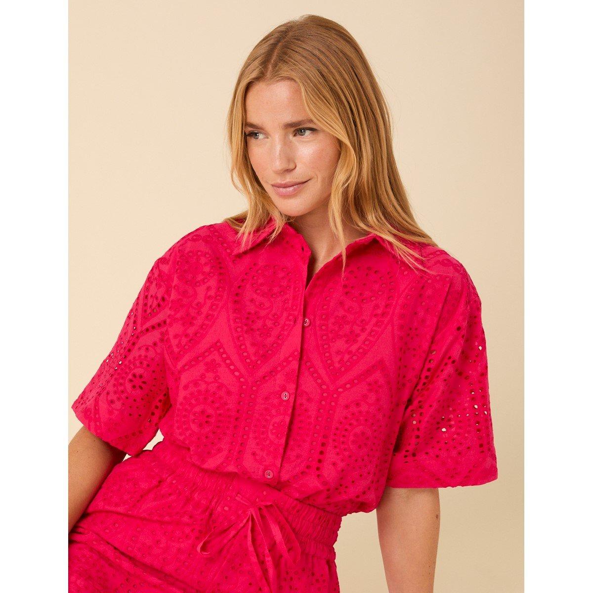 Pink - Nobodys Child - Women's Bennie Short-Sleeve Plain Shirt - 3