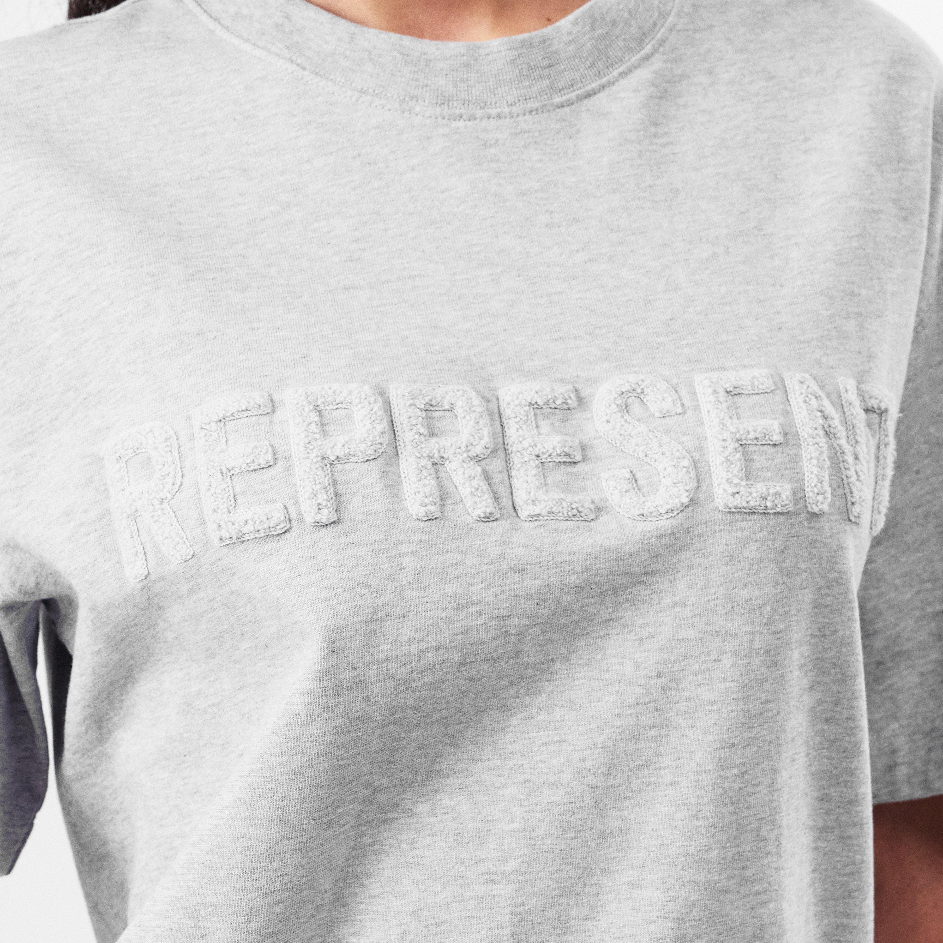 Grey Marl - Represent - Women's Rep Boyfriend T-Shirt, Tonal Embroidered Logo - 5