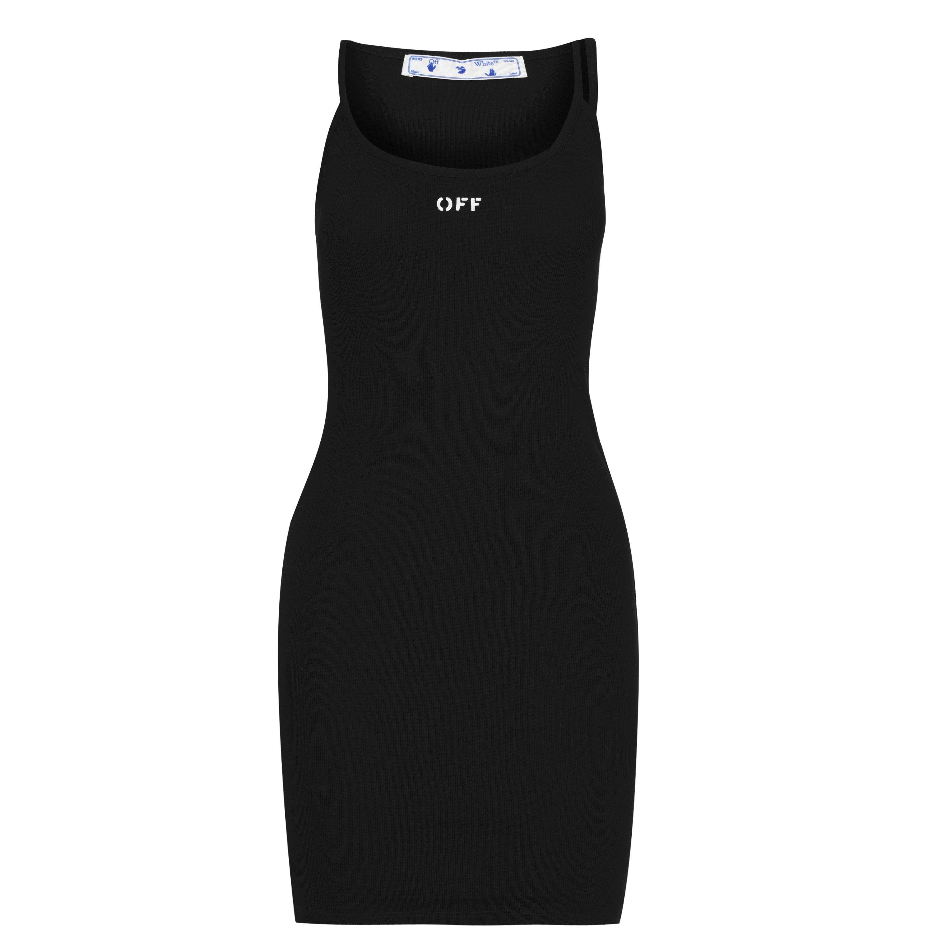 Black 1001 - Off White - Women's Rib Dress, Double and Single Shoulder Strap - 5