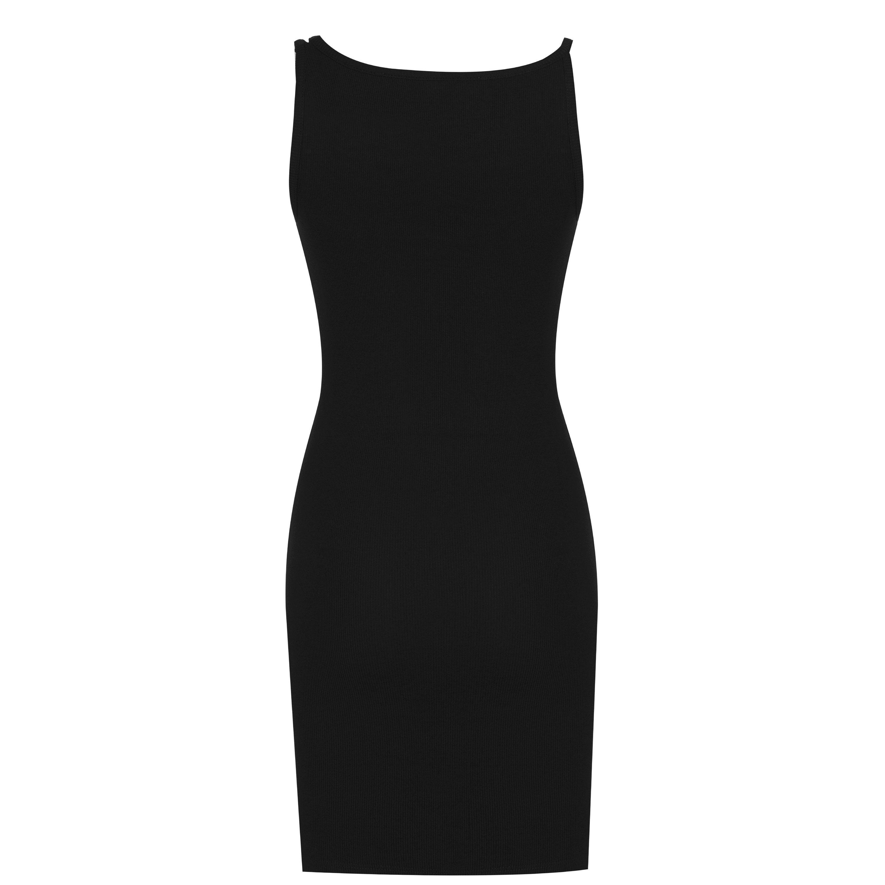 Black 1001 - Off White - Women's Rib Dress, Double and Single Shoulder Strap - 6