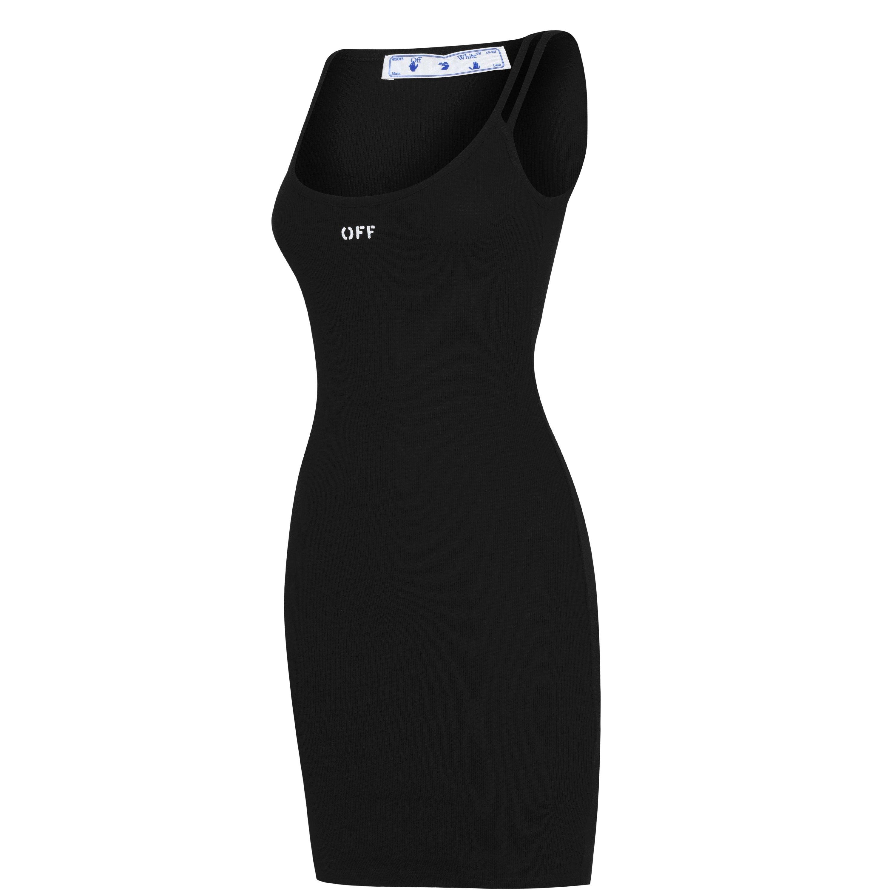 Black 1001 - Off White - Women's Rib Dress, Double and Single Shoulder Strap - 7