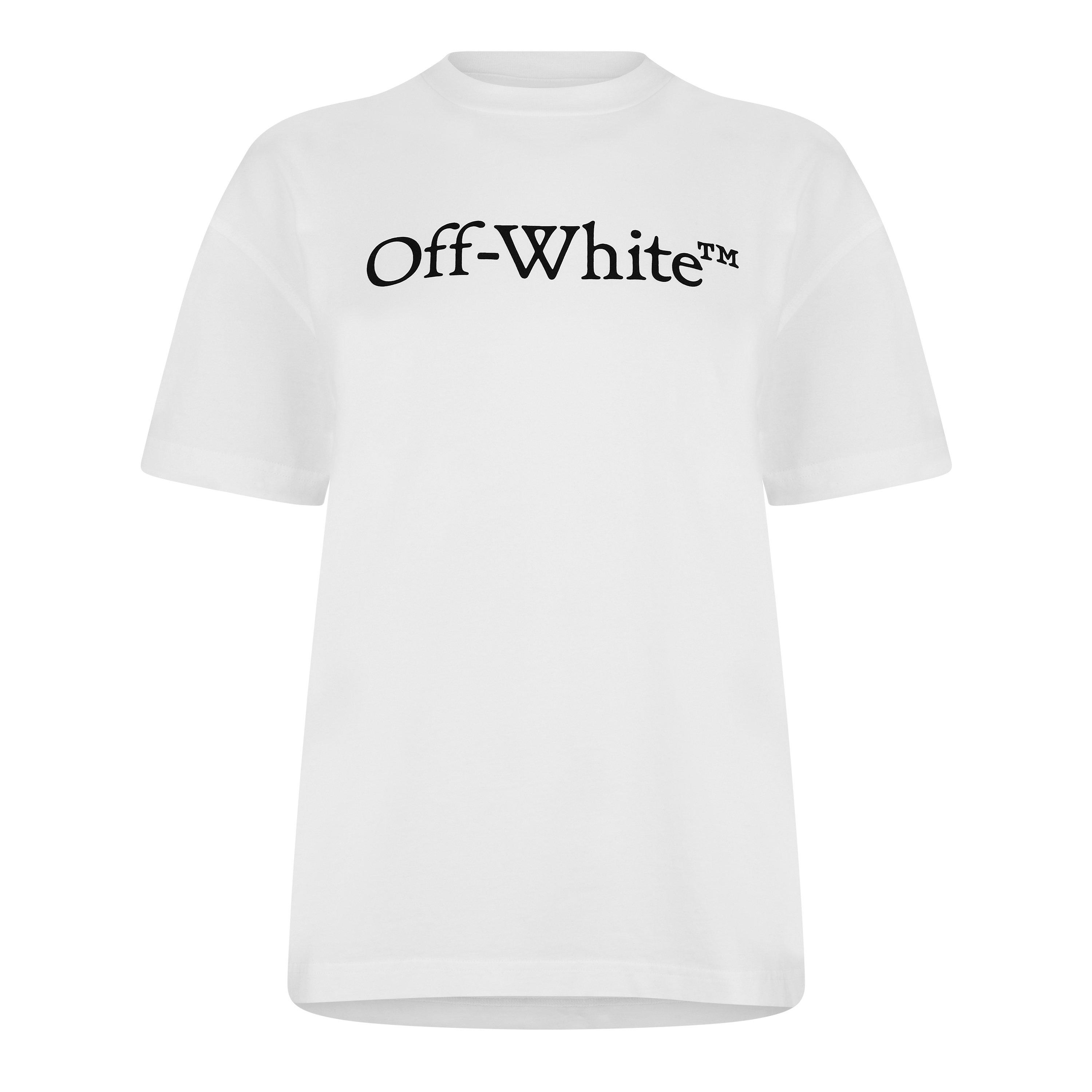 White/Black - Off White - Women's Big Logo Casual Tee, Signature Logo T-Shirt - 5