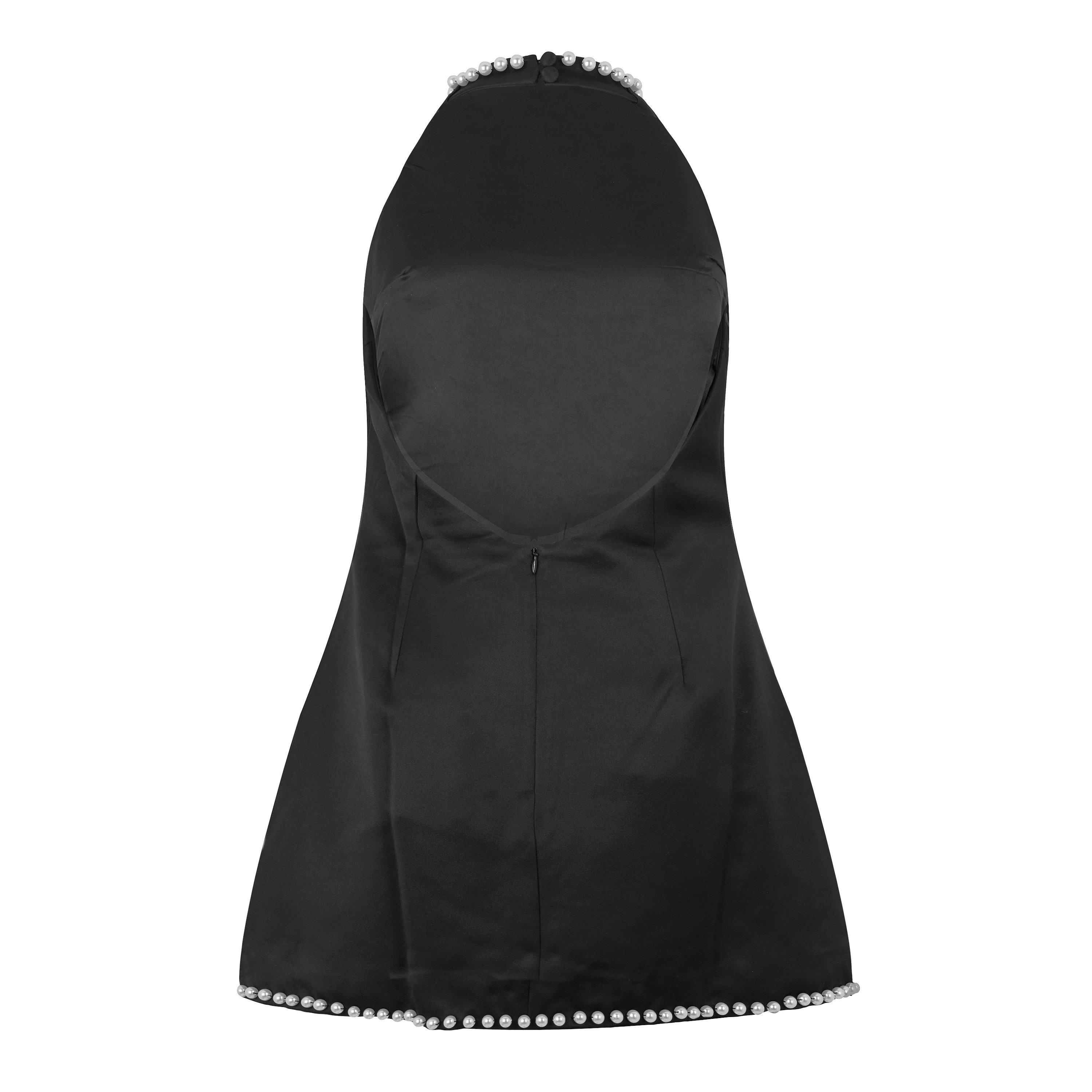 Black - Odd Muse - Odd Muse Halter Pearl Mini Dress - 2